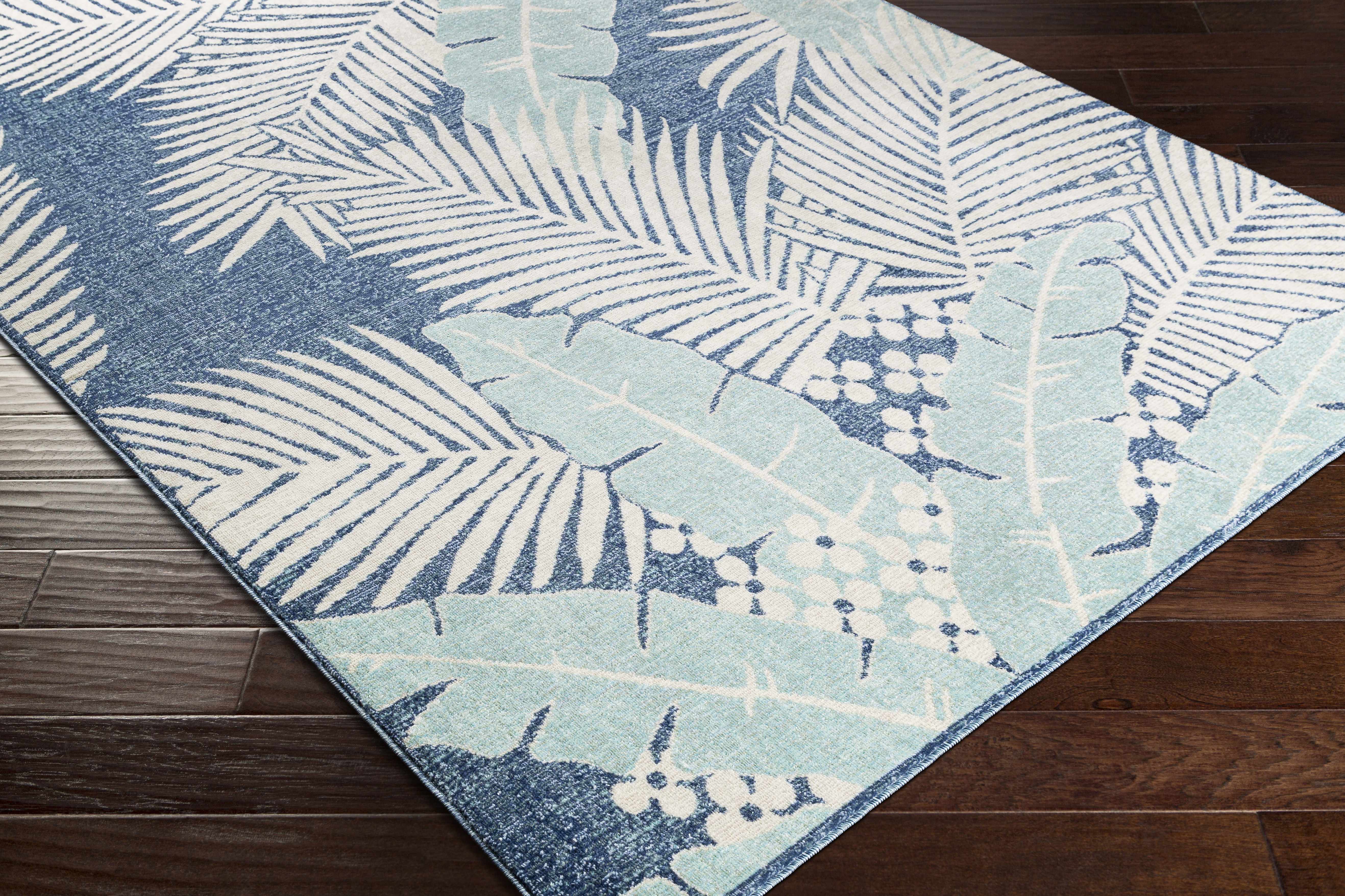 Thebarton Coastal Blue Palm Area Rug - Image 5