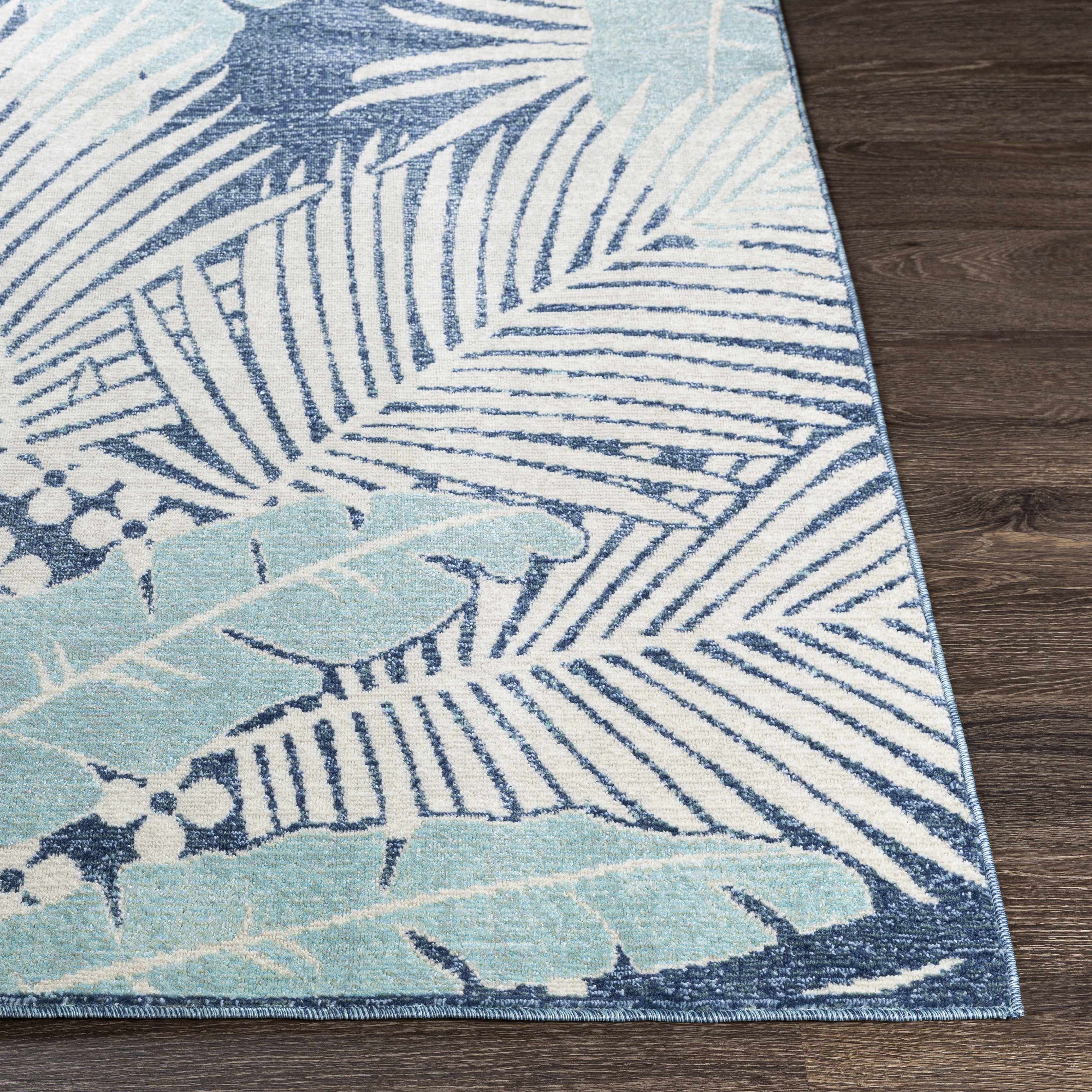 Thebarton Coastal Blue Palm Area Rug - Image 6