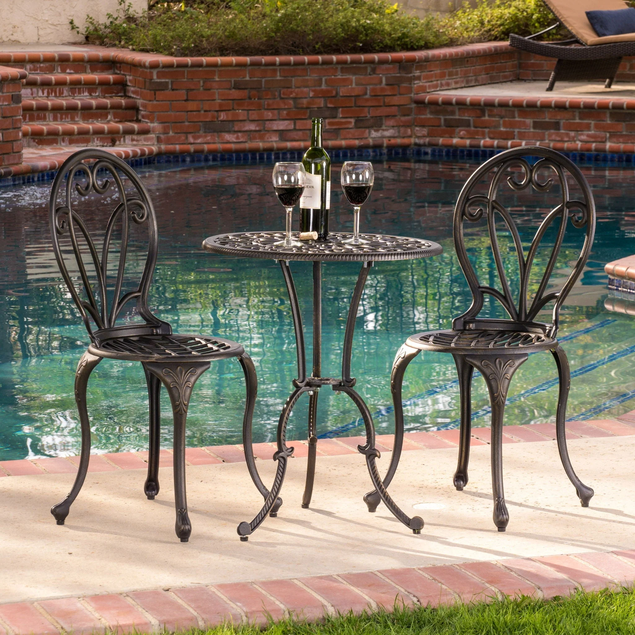 Thomas - 3 Pieces Cast Bistro Set - Black / Gold - Image 2