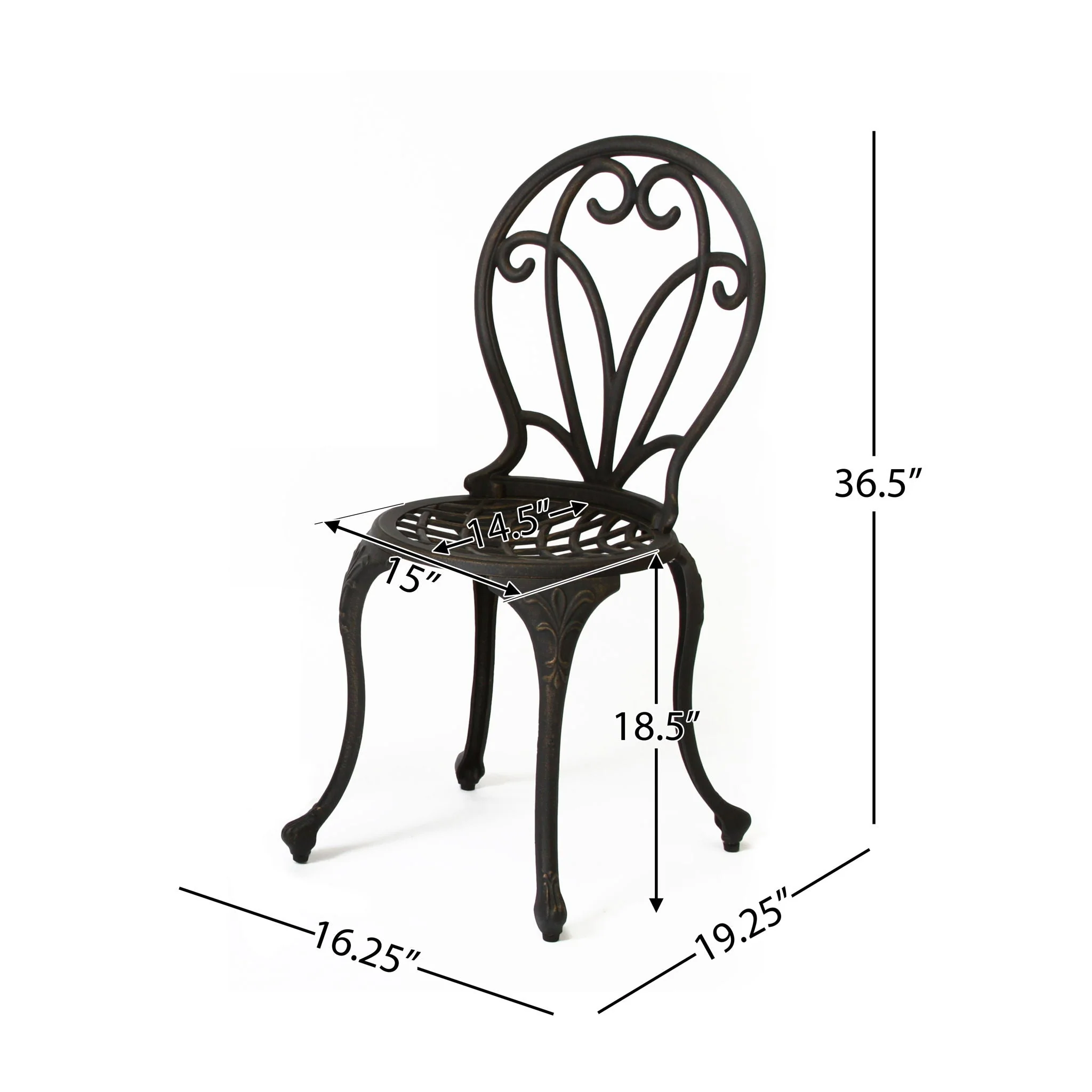 Thomas - 3 Pieces Cast Bistro Set - Black / Gold - Image 4