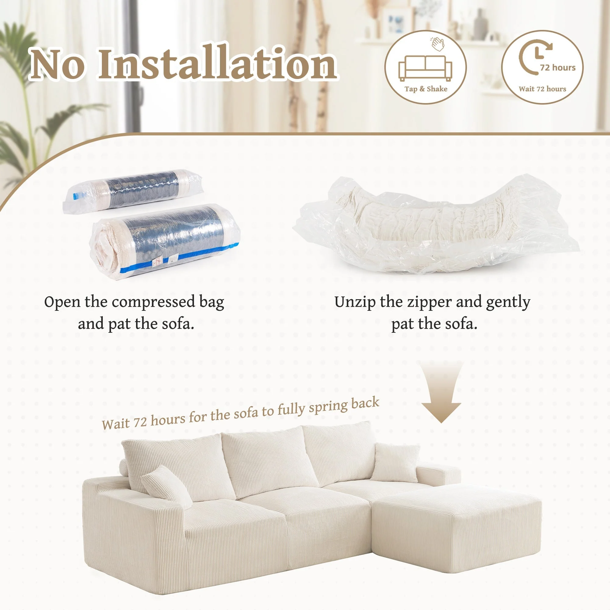 Three-Seater Sofa with Plush Corduroy Upholstery - Image 3
