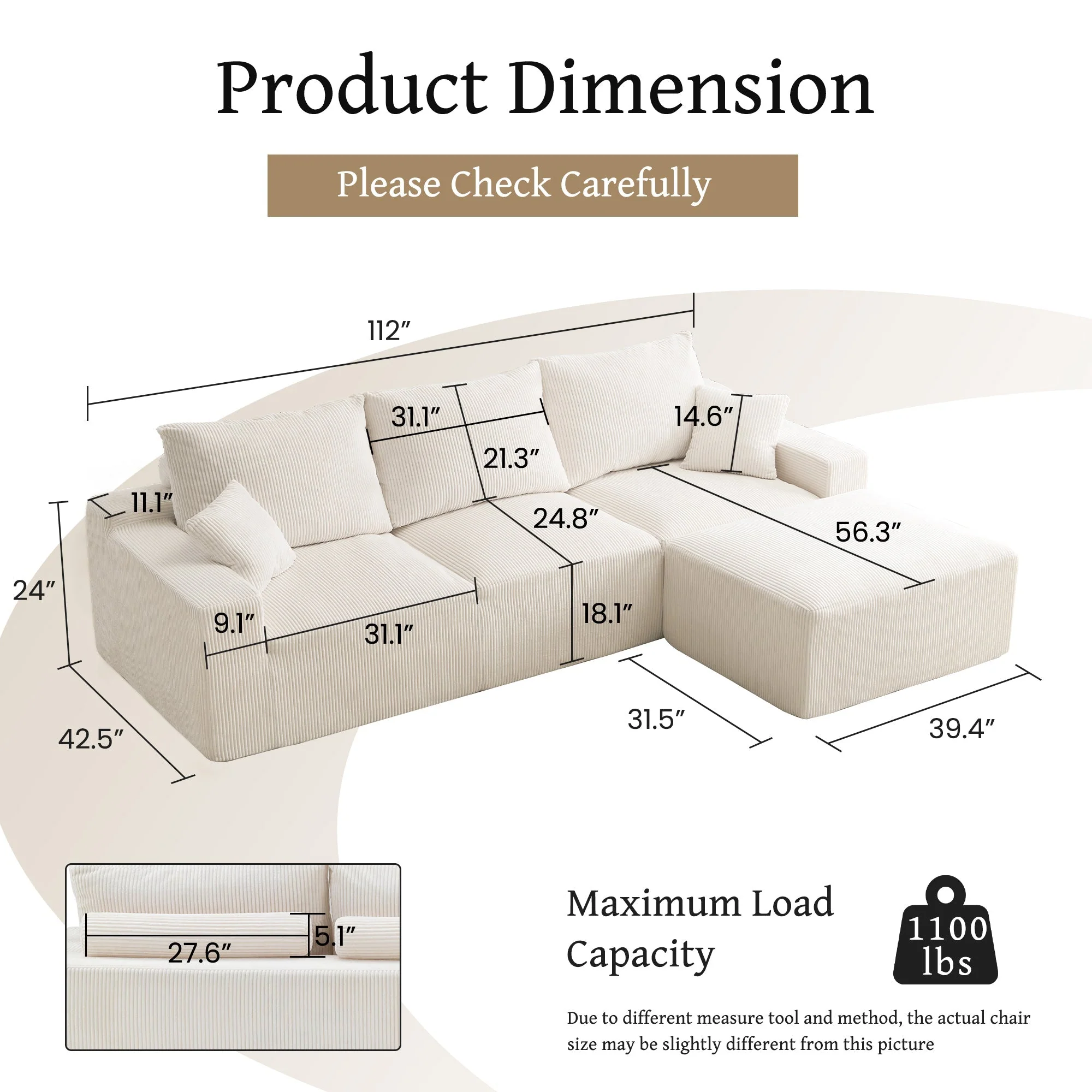 Three-Seater Sofa with Plush Corduroy Upholstery - Image 4