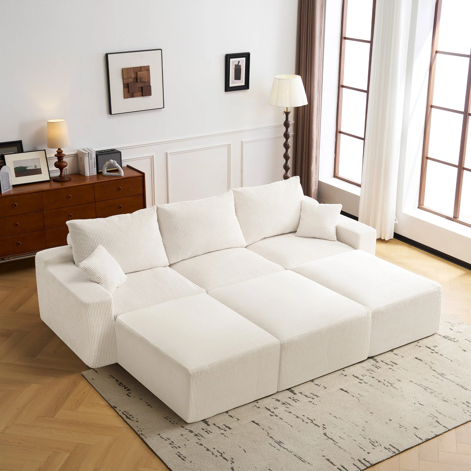 Three-Seater Sofa with Plush Corduroy Upholstery - Image 9