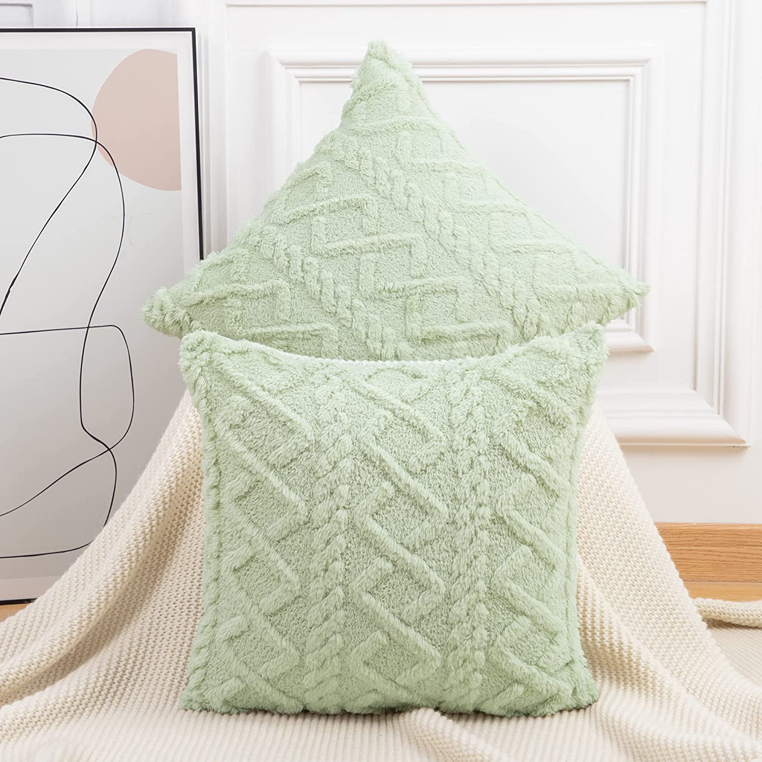 Throw pillow SUPER SOFT 3D FLORAL PATTERN Fur  Pack of 1 throw pillow WITH 450g insert 18"x18" - Image 26