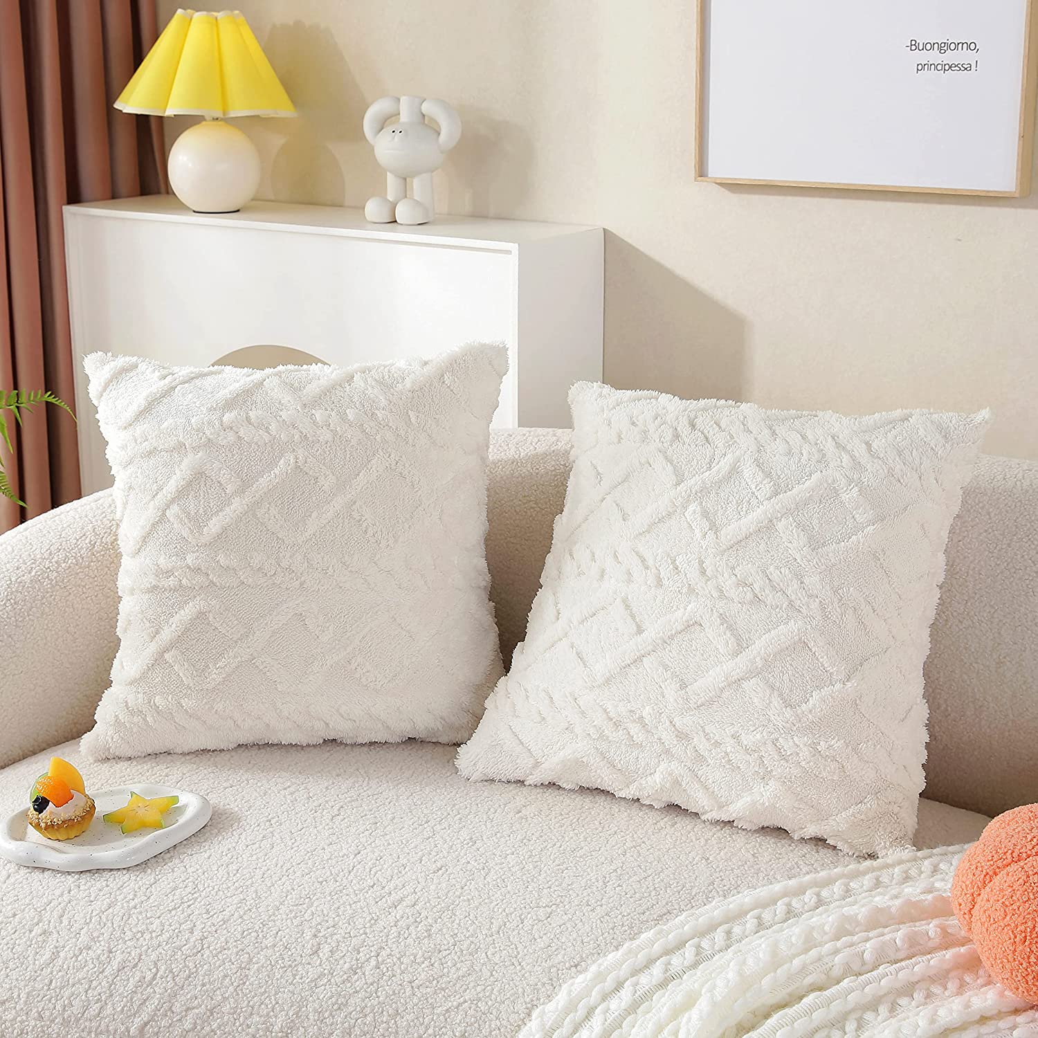 Throw pillow SUPER SOFT 3D FLORAL PATTERN Fur  Pack of 1 throw pillow WITH 450g insert 18"x18" - Image 3