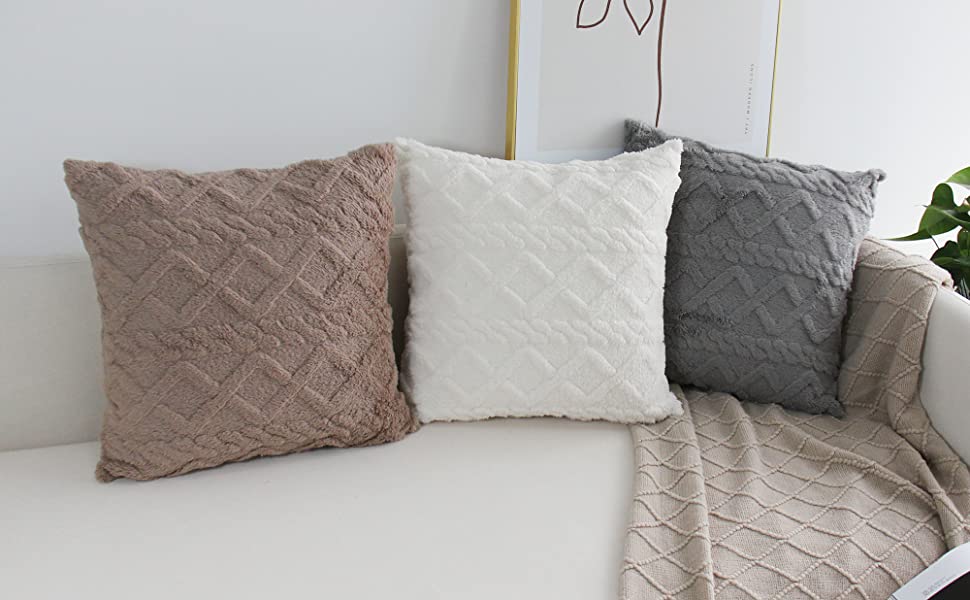 Throw pillow SUPER SOFT 3D Geometric PATTERN Fur Pack of 2 throw pillows 18"x18" set of 2 - Image 14