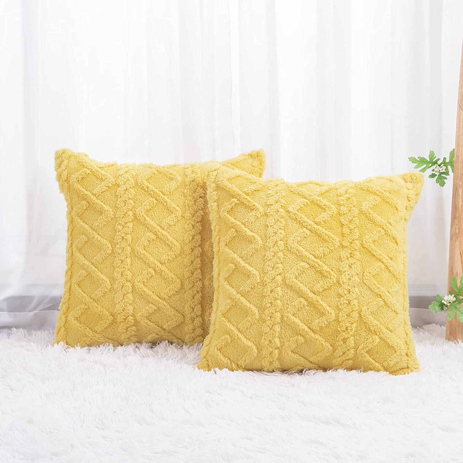 Throw pillow SUPER SOFT 3D Geometric PATTERN Fur Pack of 2 throw pillows 18"x18" set of 2 - Image 18