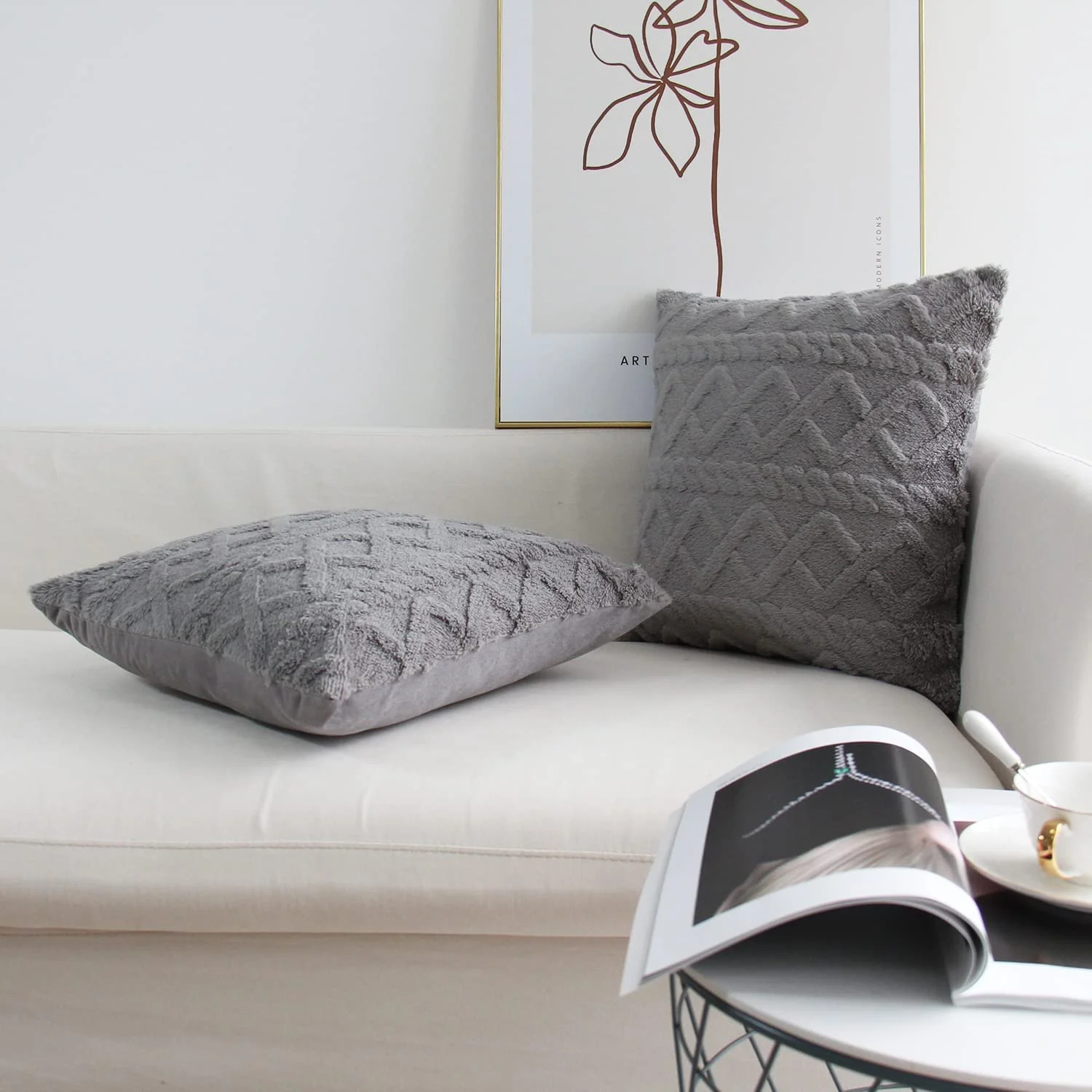 Throw pillow SUPER SOFT 3D Geometric PATTERN Fur Pack of 2 throw pillows 18"x18" set of 2 - Image 22