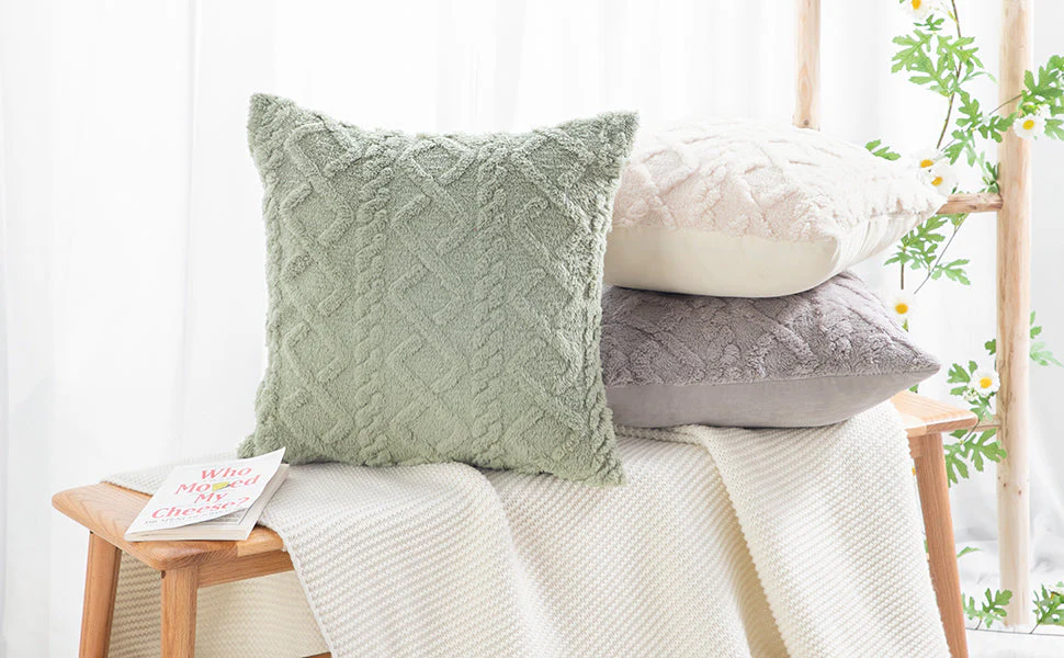 Throw pillow SUPER SOFT 3D Geometric PATTERN Fur Pack of 2 throw pillows 18"x18" set of 2 - Image 27