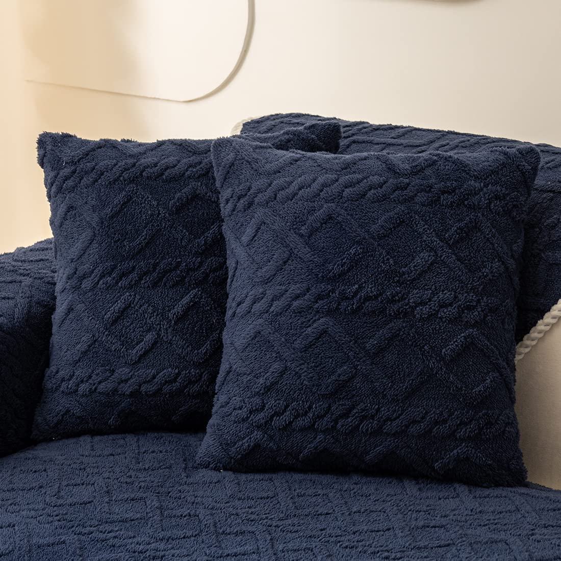 Throw pillow SUPER SOFT 3D Geometric PATTERN Fur Pack of 2 throw pillows 18"x18" set of 2 - Image 30