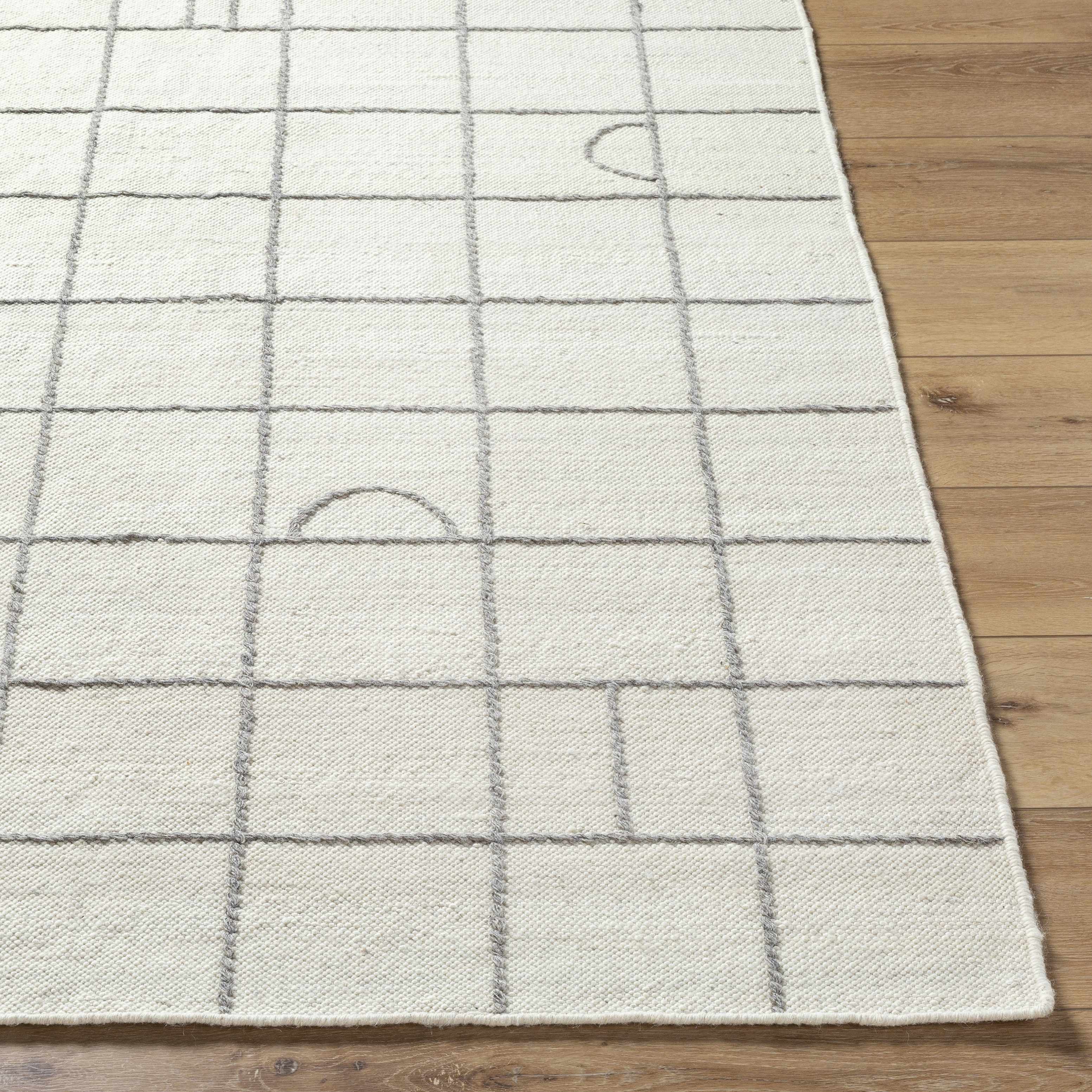 Tieve Black & White Grid Wool Rug - Image 10