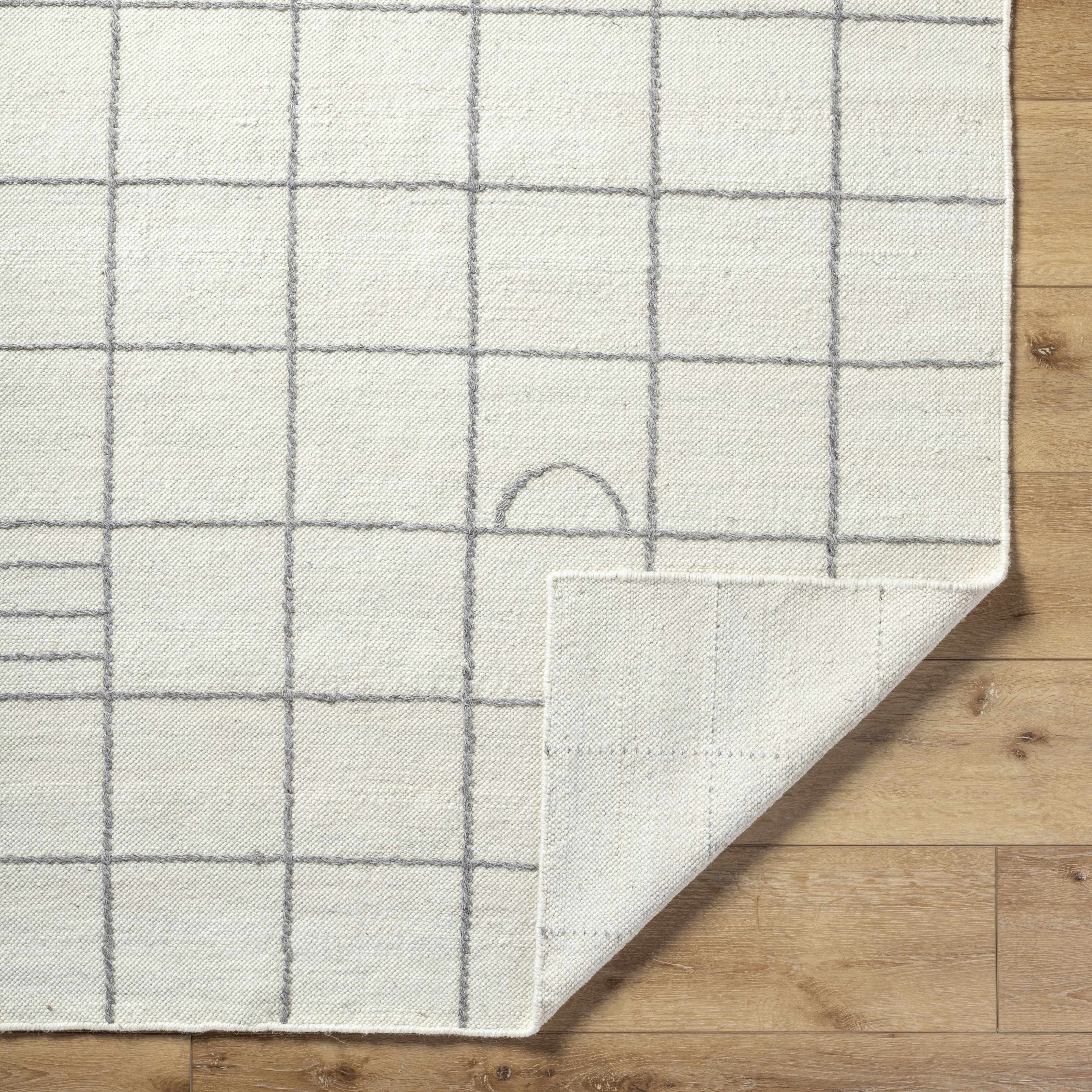Tieve Black & White Grid Wool Rug - Image 11
