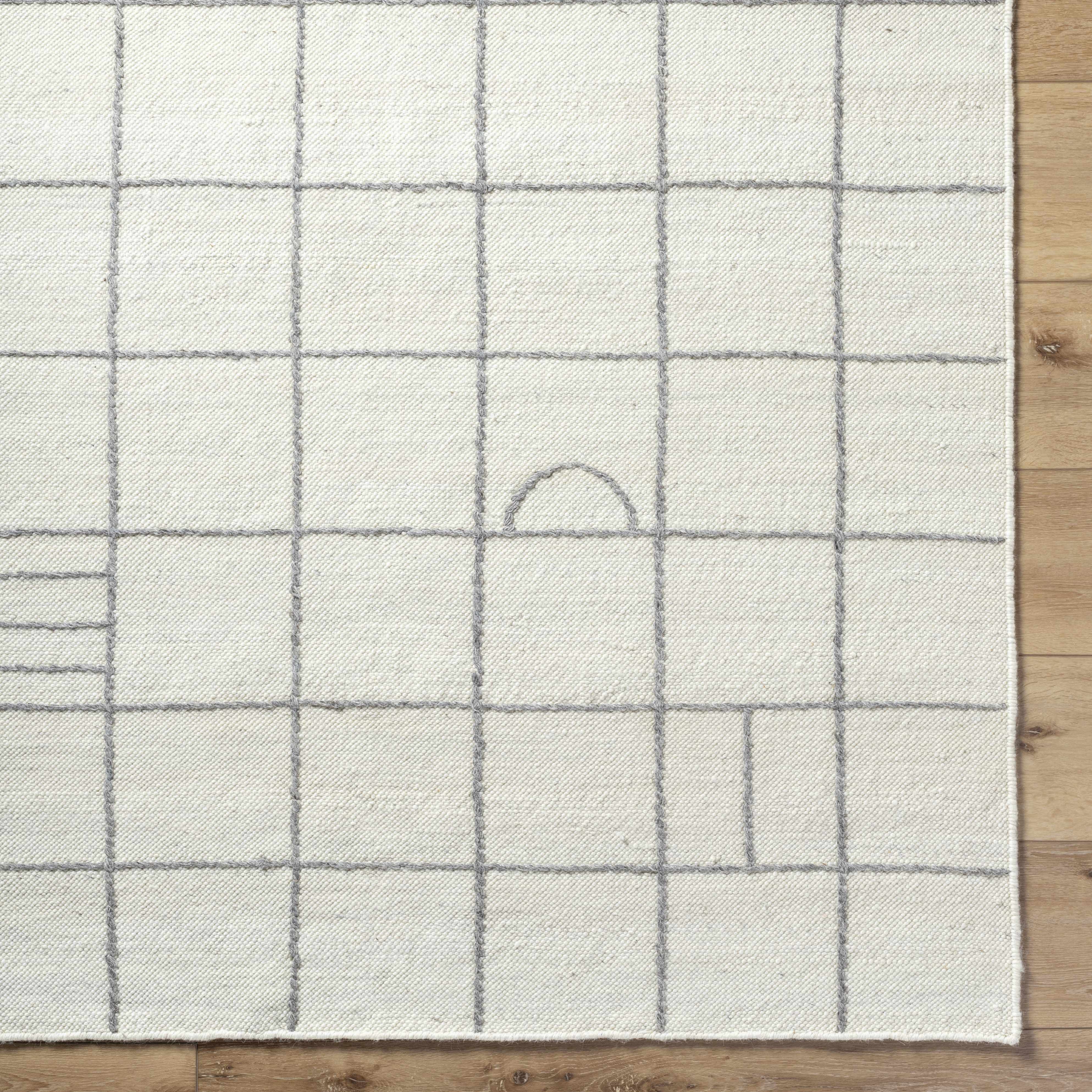 Tieve Black & White Grid Wool Rug - Image 12