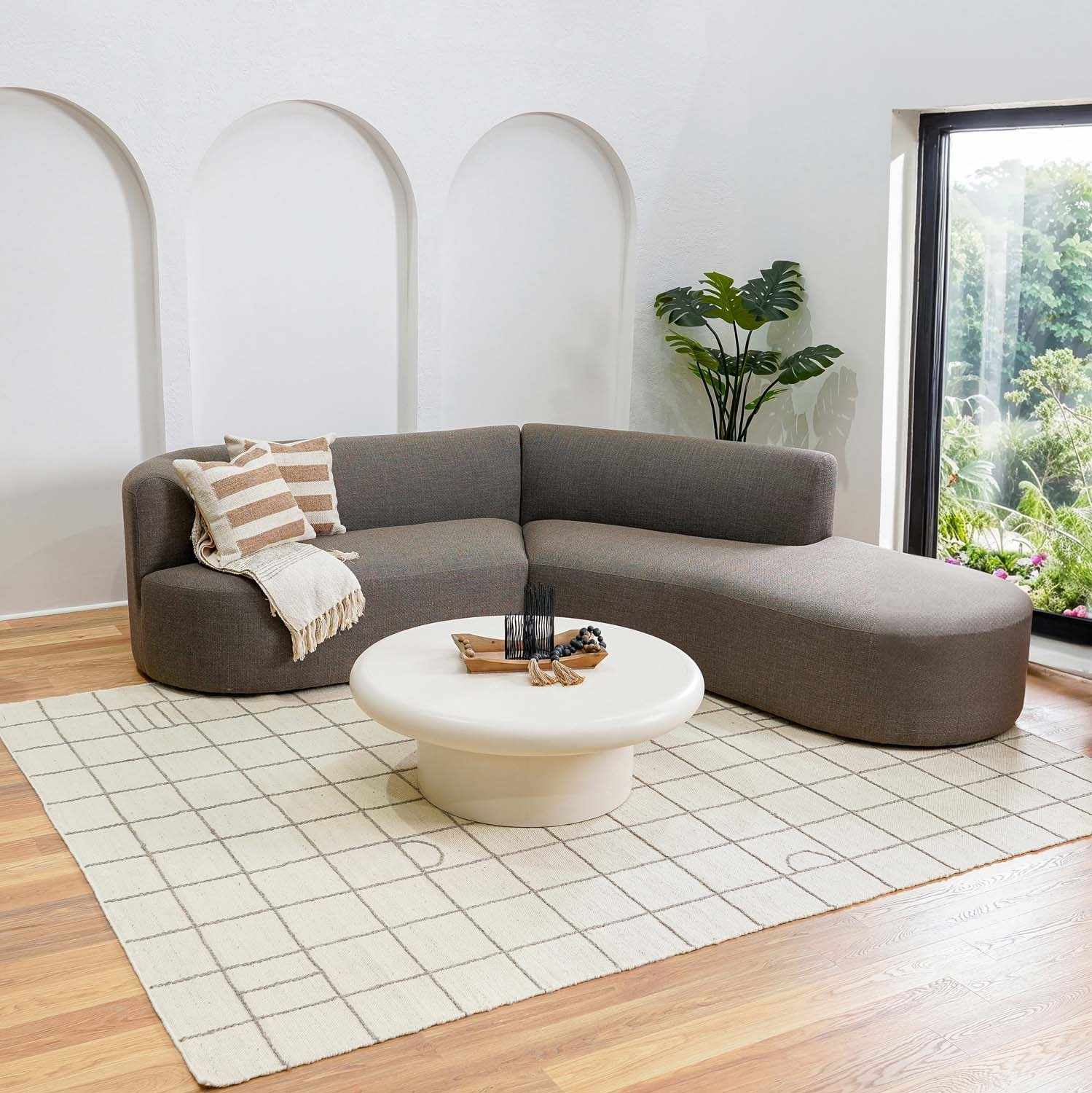 Tieve Black & White Grid Wool Rug - Image 2