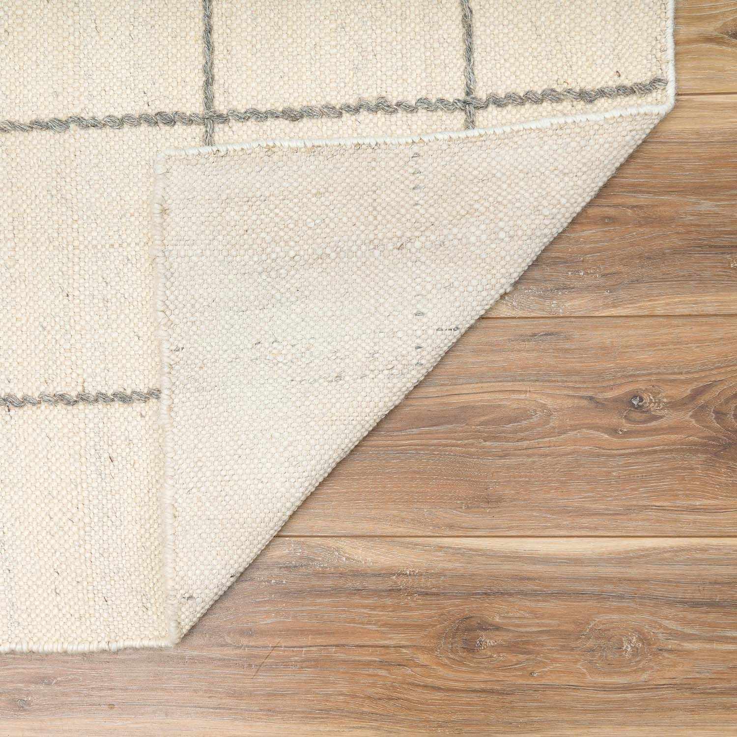 Tieve Black & White Grid Wool Rug - Image 3