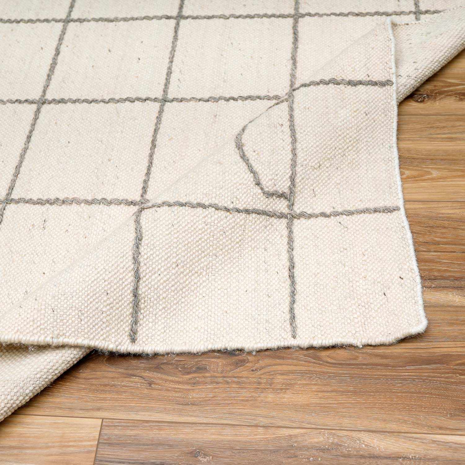 Tieve Black & White Grid Wool Rug - Image 4