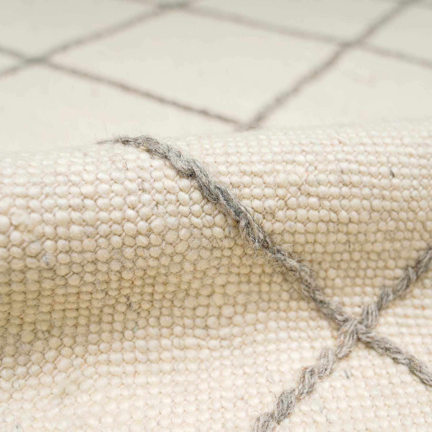 Tieve Black & White Grid Wool Rug - Image 5