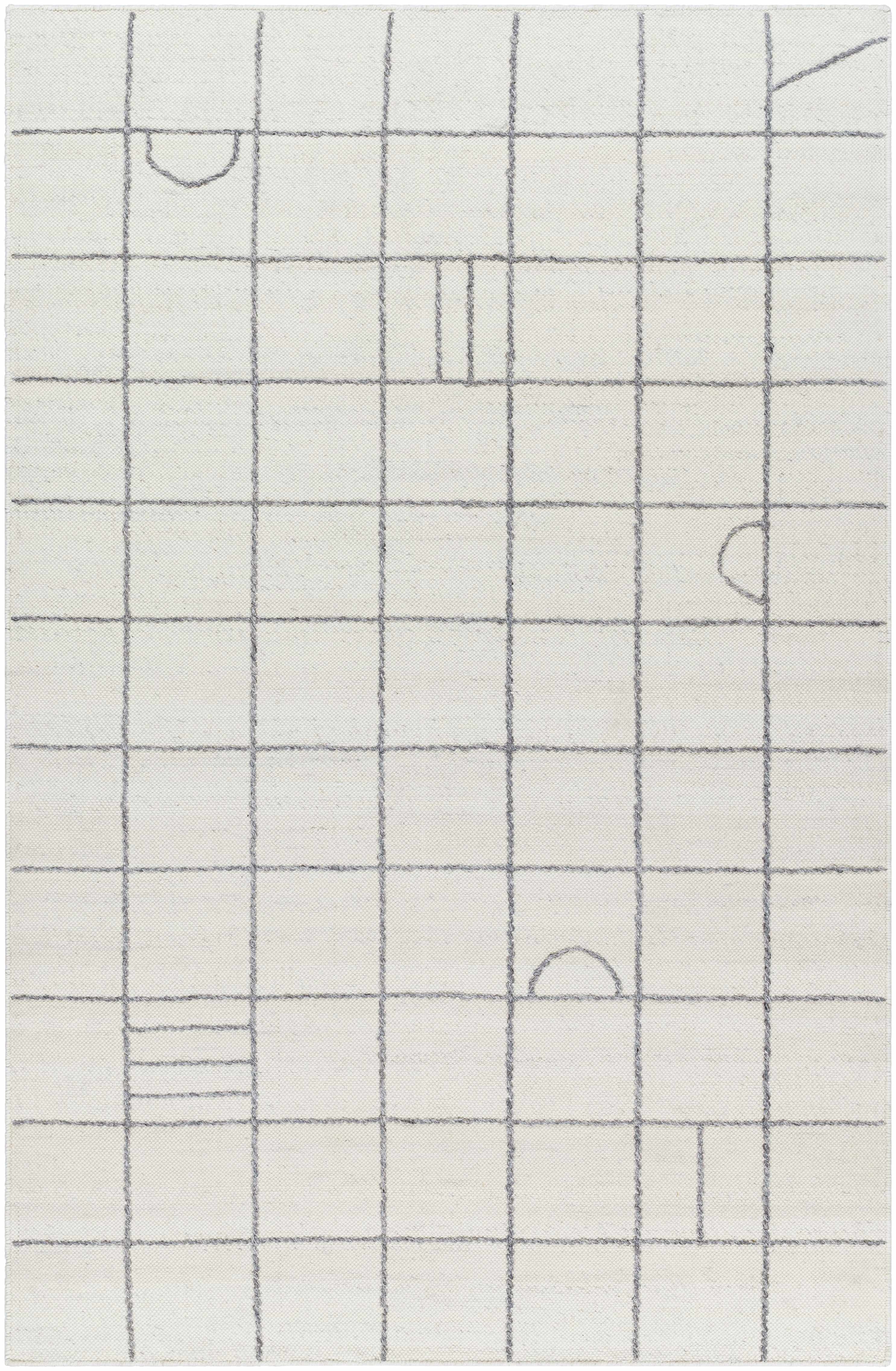 Tieve Black & White Grid Wool Rug - Image 7