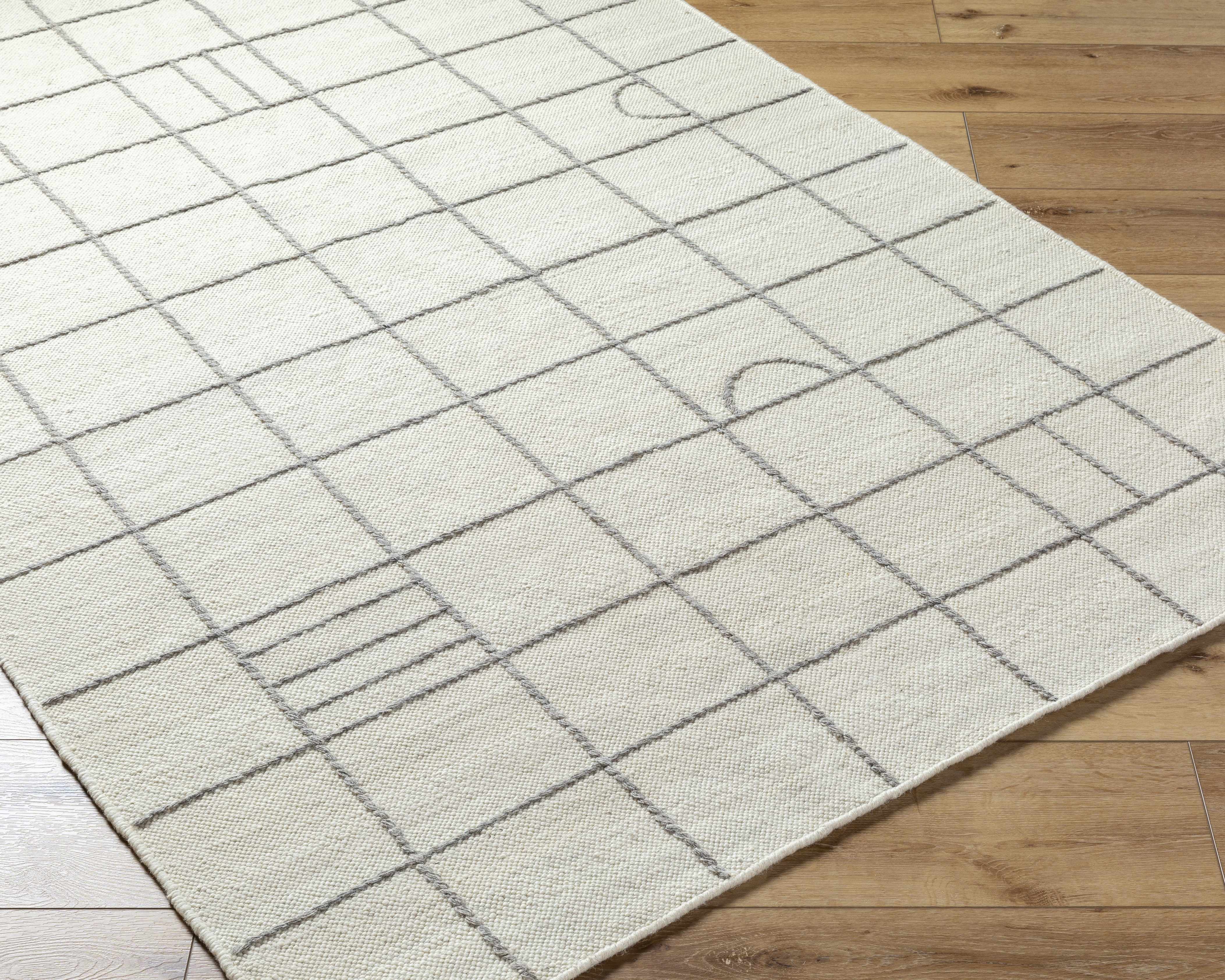 Tieve Black & White Grid Wool Rug - Image 9