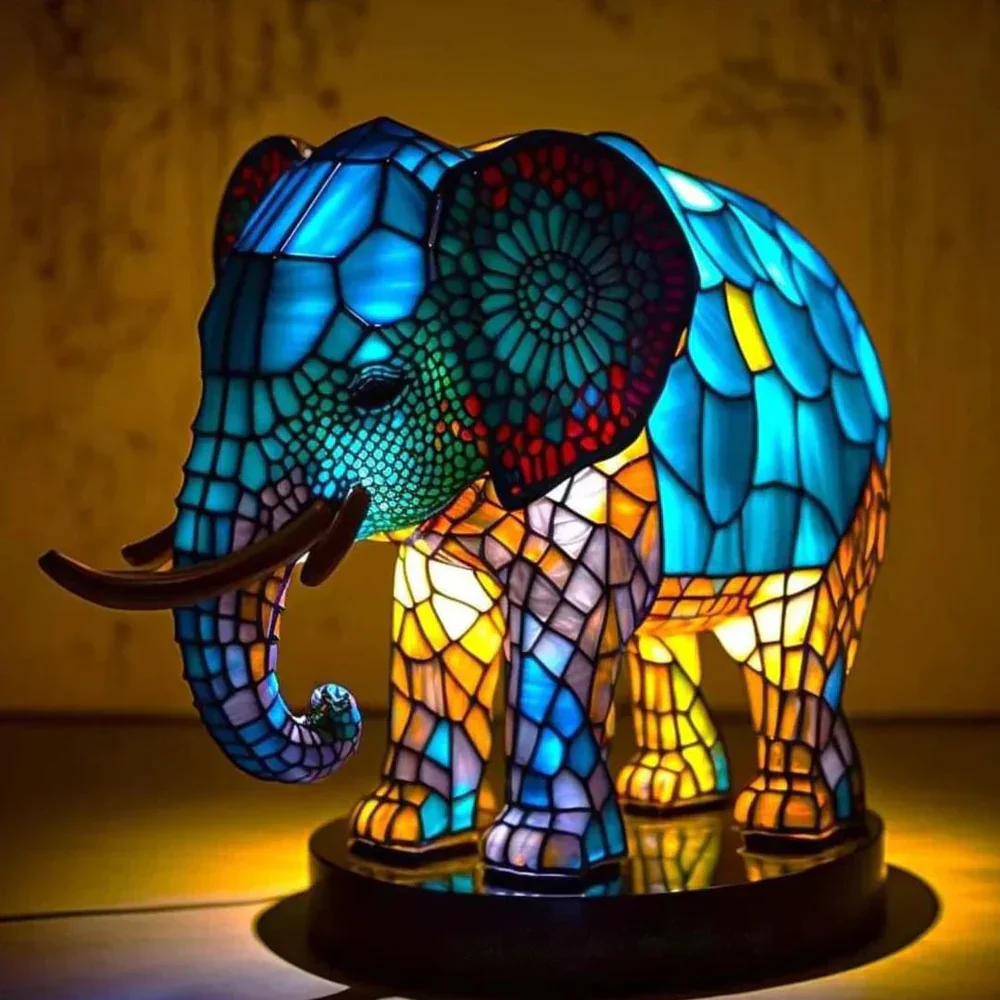 Tiffany Style Animal Table Lamp Stained Glass Art Light E26/E12 Decorative - Image 10