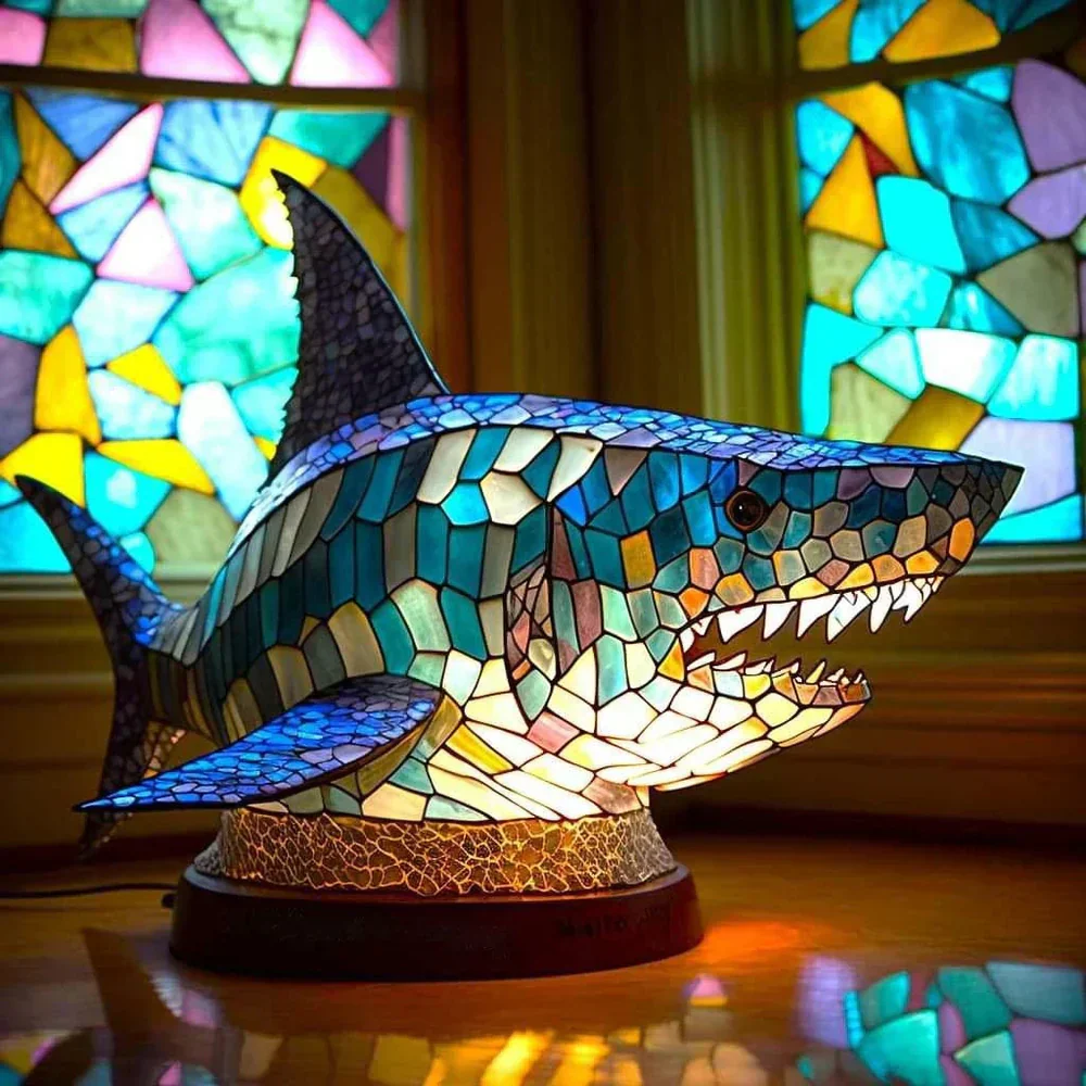 Tiffany Style Animal Table Lamp Stained Glass Art Light E26/E12 Decorative - Image 13