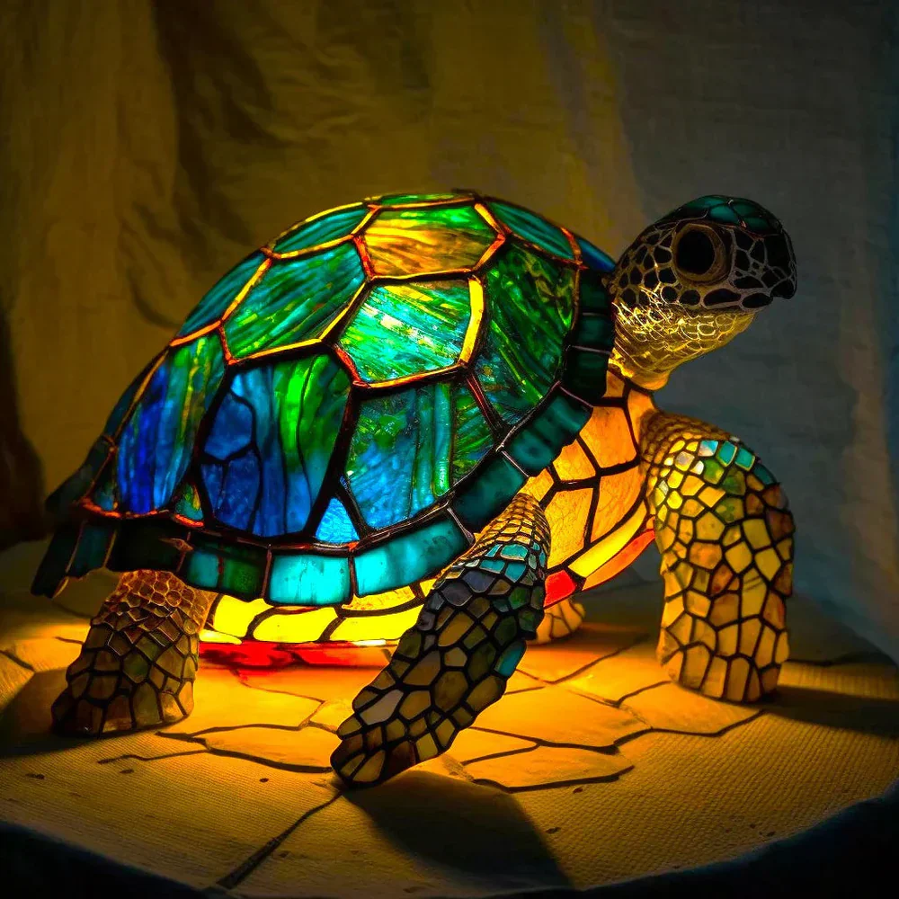 Tiffany Style Animal Table Lamp Stained Glass Art Light E26/E12 Decorative - Image 15