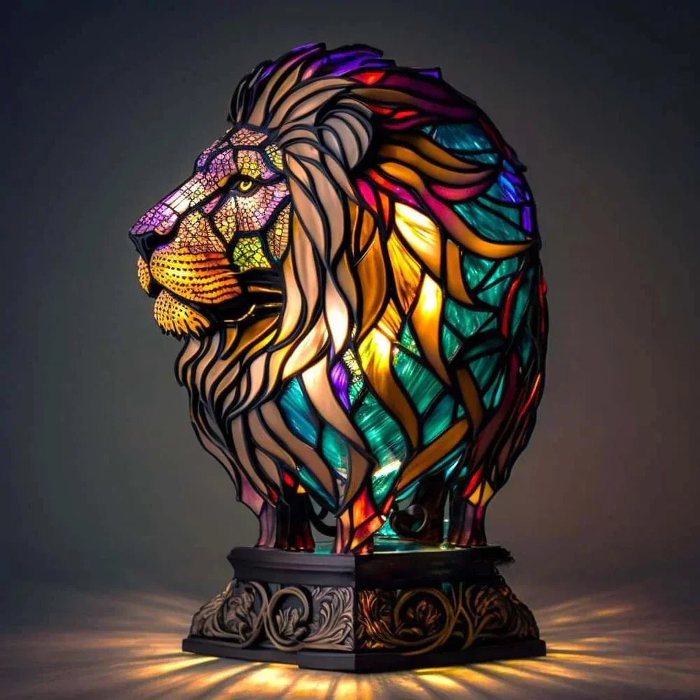 Tiffany Style Animal Table Lamp Stained Glass Art Light E26/E12 Decorative - Image 18