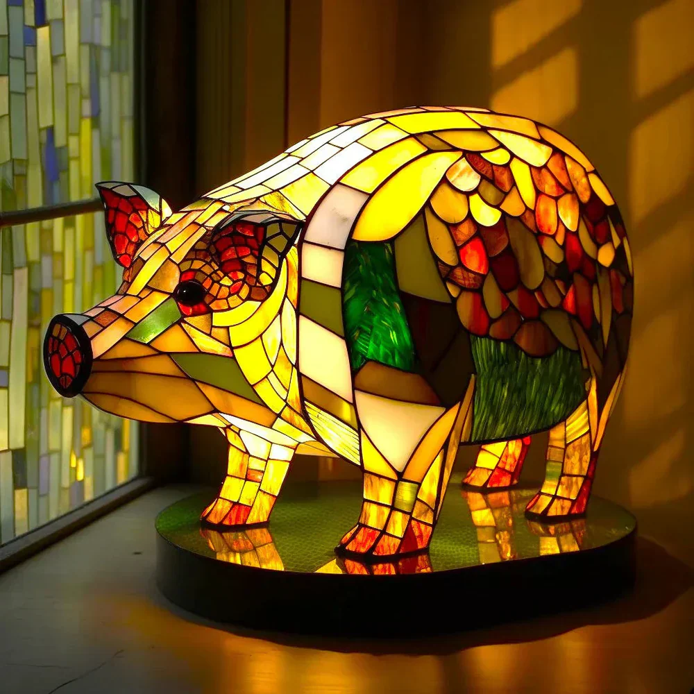 Tiffany Style Animal Table Lamp Stained Glass Art Light E26/E12 Decorative - Image 3
