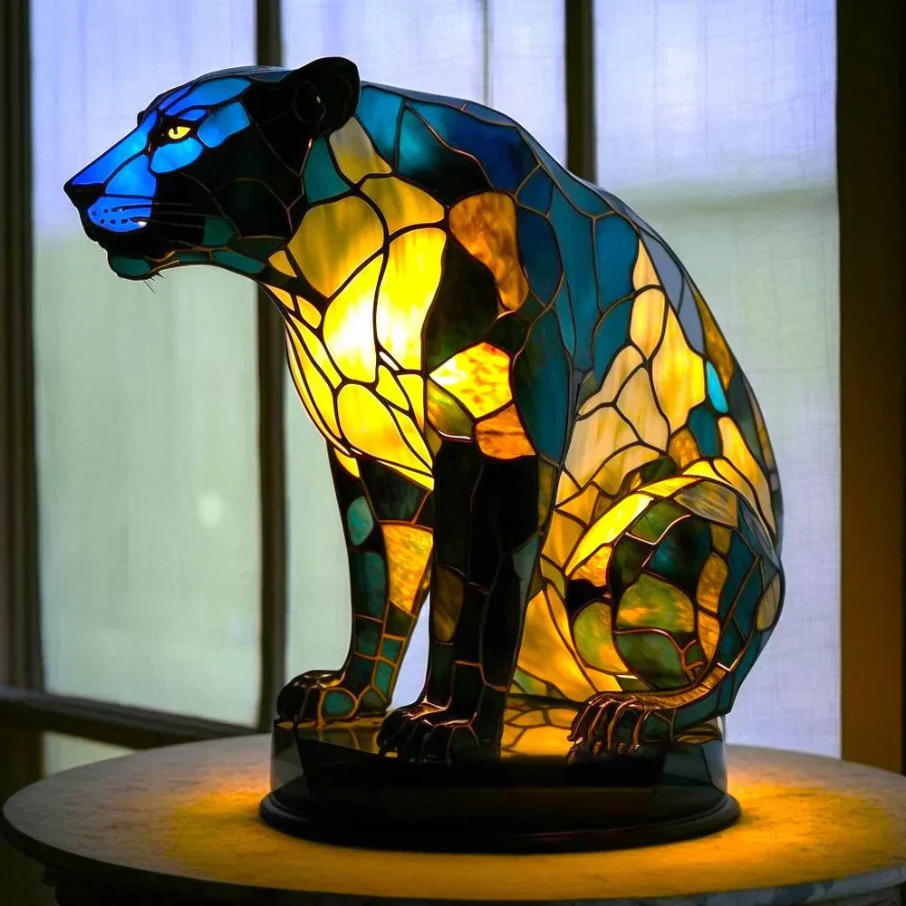 Tiffany Style Animal Table Lamp Stained Glass Art Light E26/E12 Decorative - Image 4