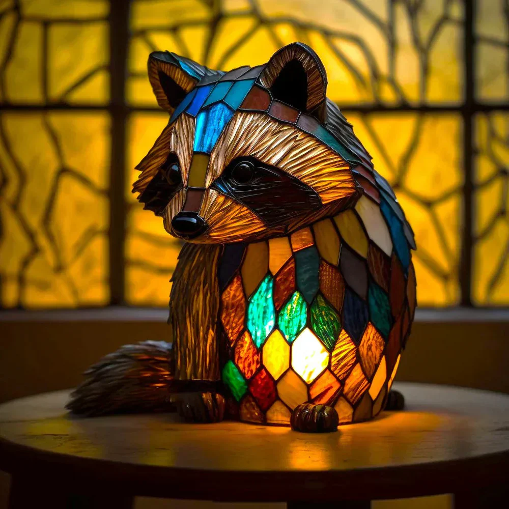 Tiffany Style Animal Table Lamp Stained Glass Art Light E26/E12 Decorative - Image 6