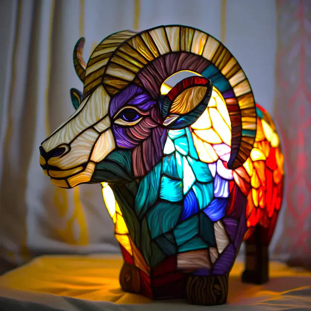Tiffany Style Animal Table Lamp Stained Glass Art Light E26/E12 Decorative - Image 7