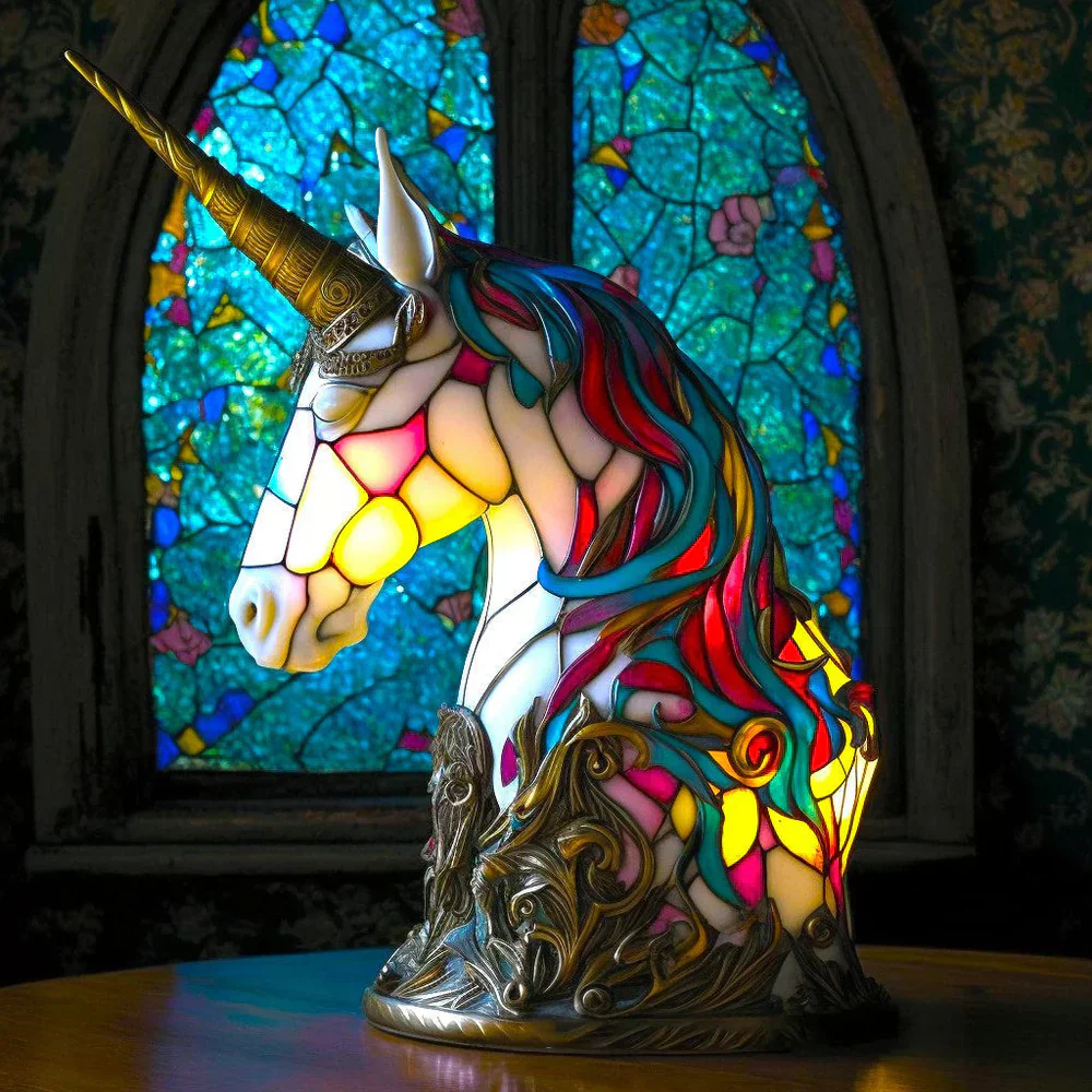Tiffany Style Animal Table Lamp Stained Glass Art Light E26/E12 Decorative - Image 8