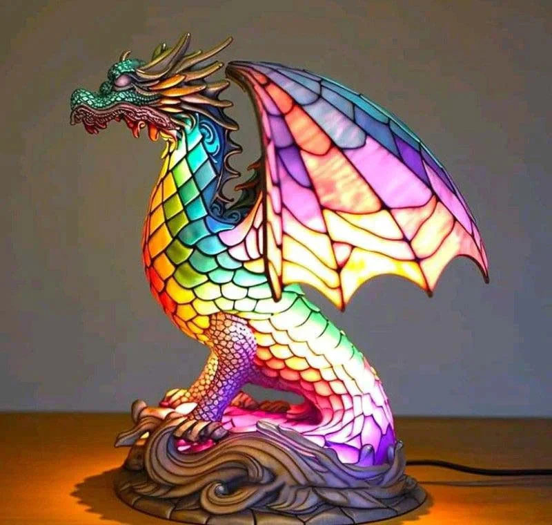 Tiffany Style Animal Table Lamp Stained Glass Bedside Light E26/E12 - Image 10