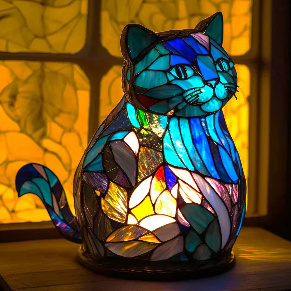 Tiffany Style Animal Table Lamp Stained Glass Bedside Light E26/E12 - Image 5