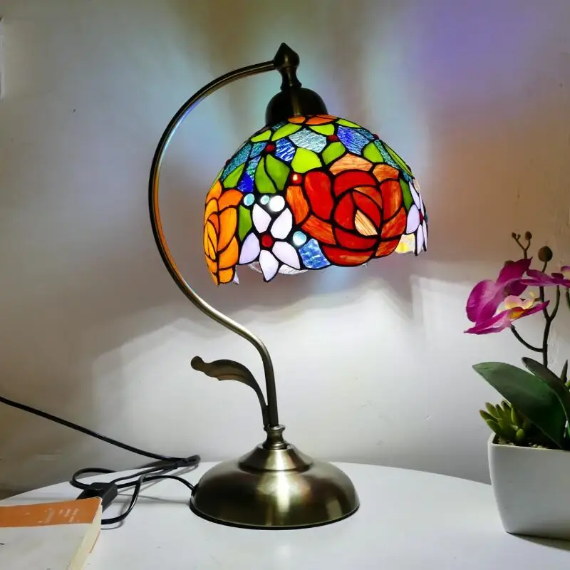 Tiffany Style LED Table Lamp Bedside Bedroom Decorative European E27 Lighting