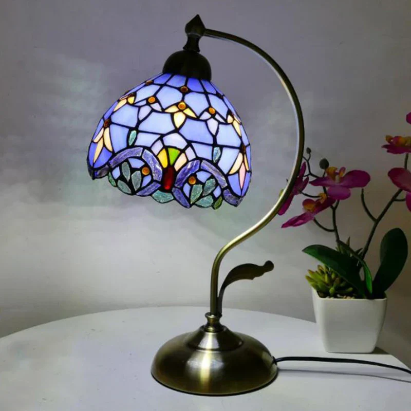 Tiffany Style LED Table Lamp Bedside Bedroom Decorative European E27 Lighting - Image 2