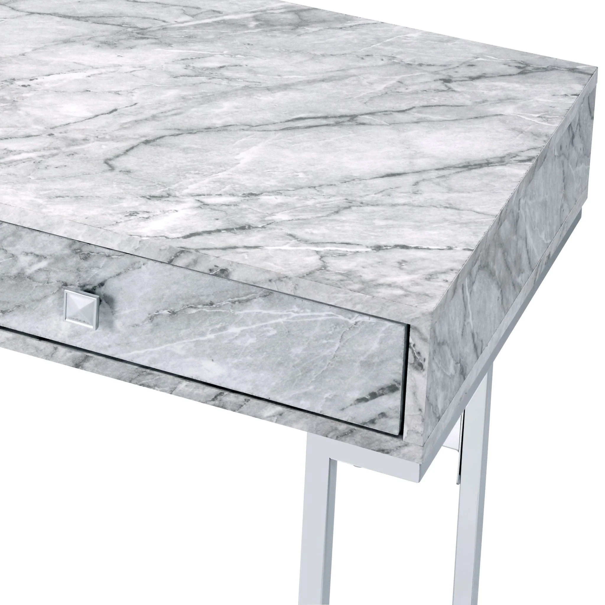 Tigress - Printed Faux Marble Top Writing Desk - White - Image 2