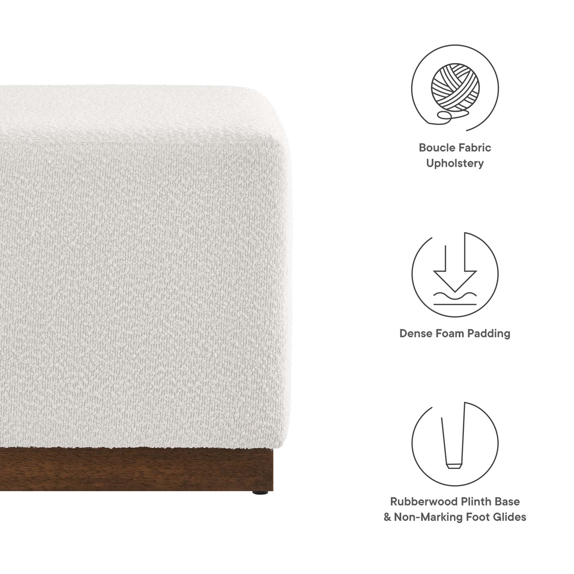 Tilden 17" Square Boucle Upholstered Ottoman by Modway - Image 2