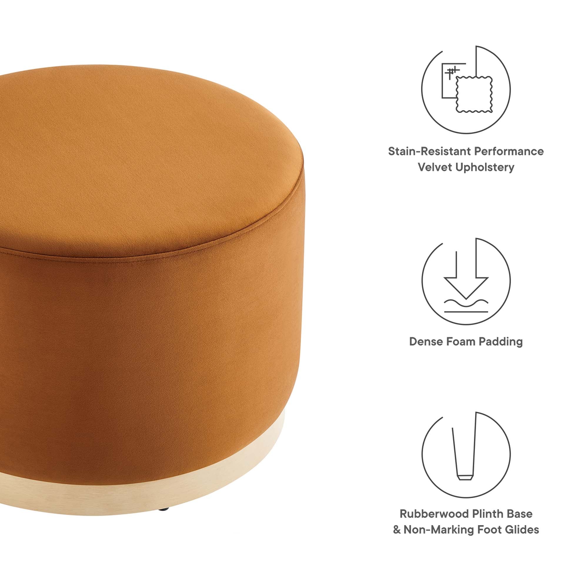 Tilden Large 23" Round Performance Velvet Upholstered Ottoman - Image 24