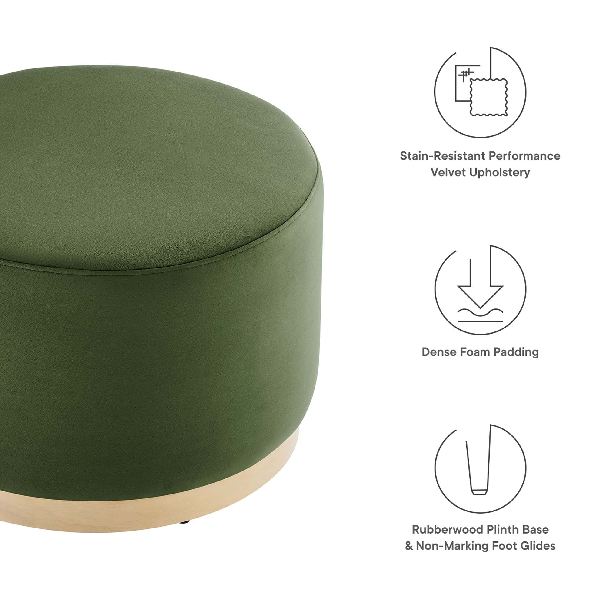 Tilden Large 23" Round Performance Velvet Upholstered Ottoman - Image 29