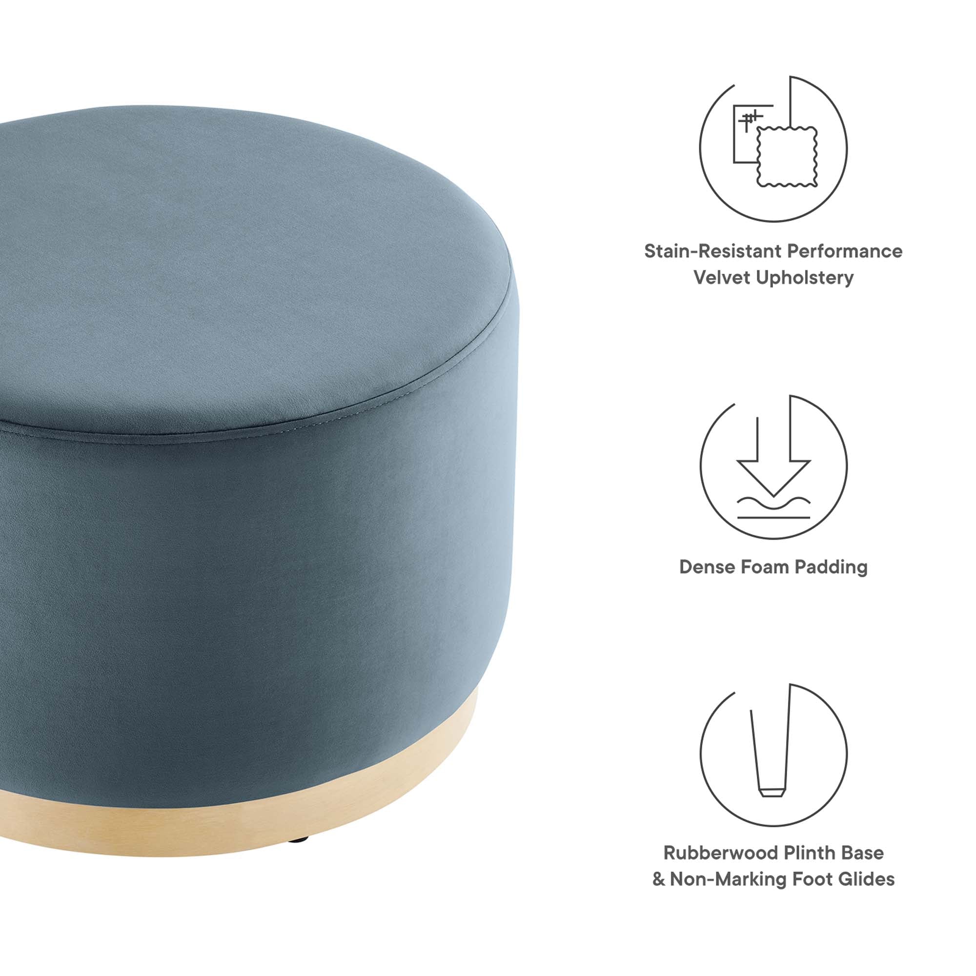 Tilden Large 23" Round Performance Velvet Upholstered Ottoman - Image 30