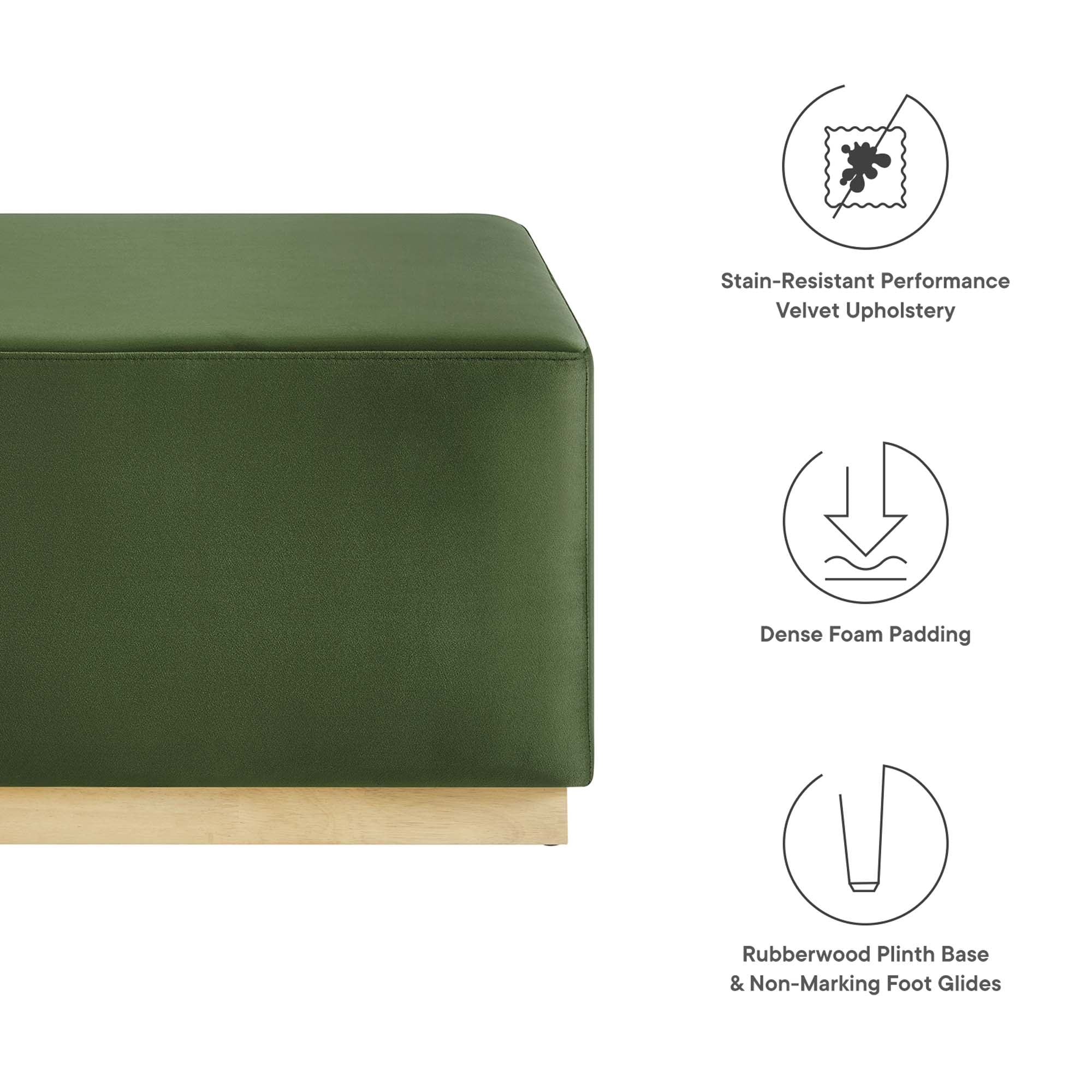 Tilden Large 28" Square Performance Velvet Upholstered Ottoman - Image 2