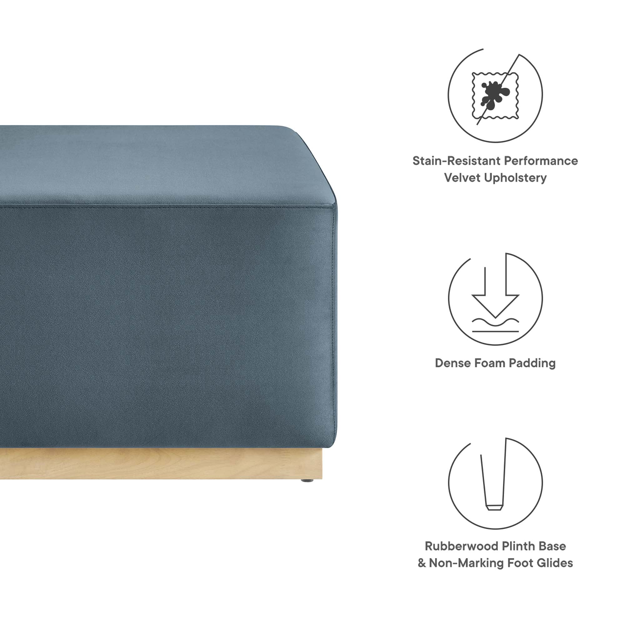 Tilden Large 28" Square Performance Velvet Upholstered Ottoman - Image 28