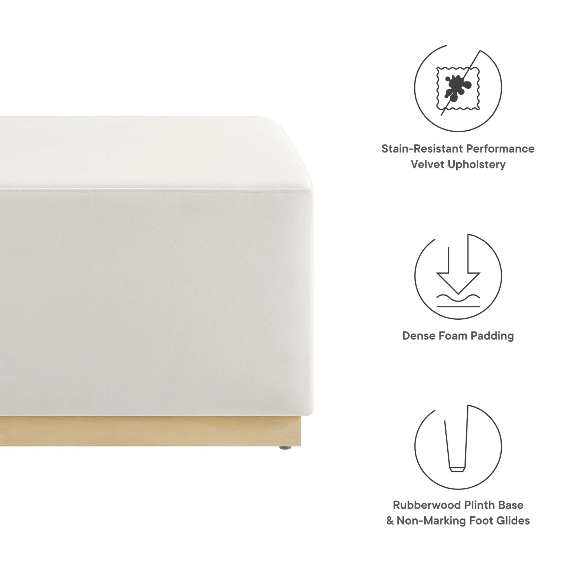 Tilden Large 28" Square Performance Velvet Upholstered Ottoman - Image 29