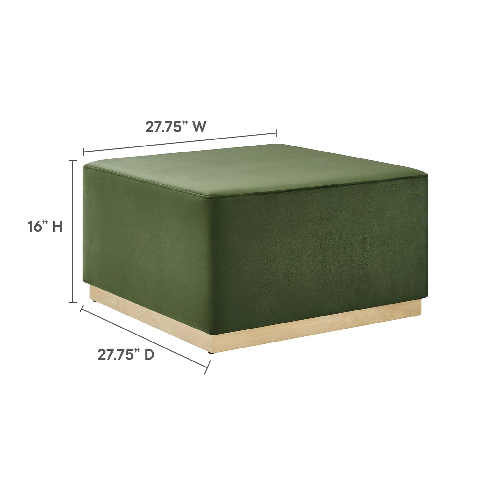 Tilden Large 28" Square Performance Velvet Upholstered Ottoman - Image 3