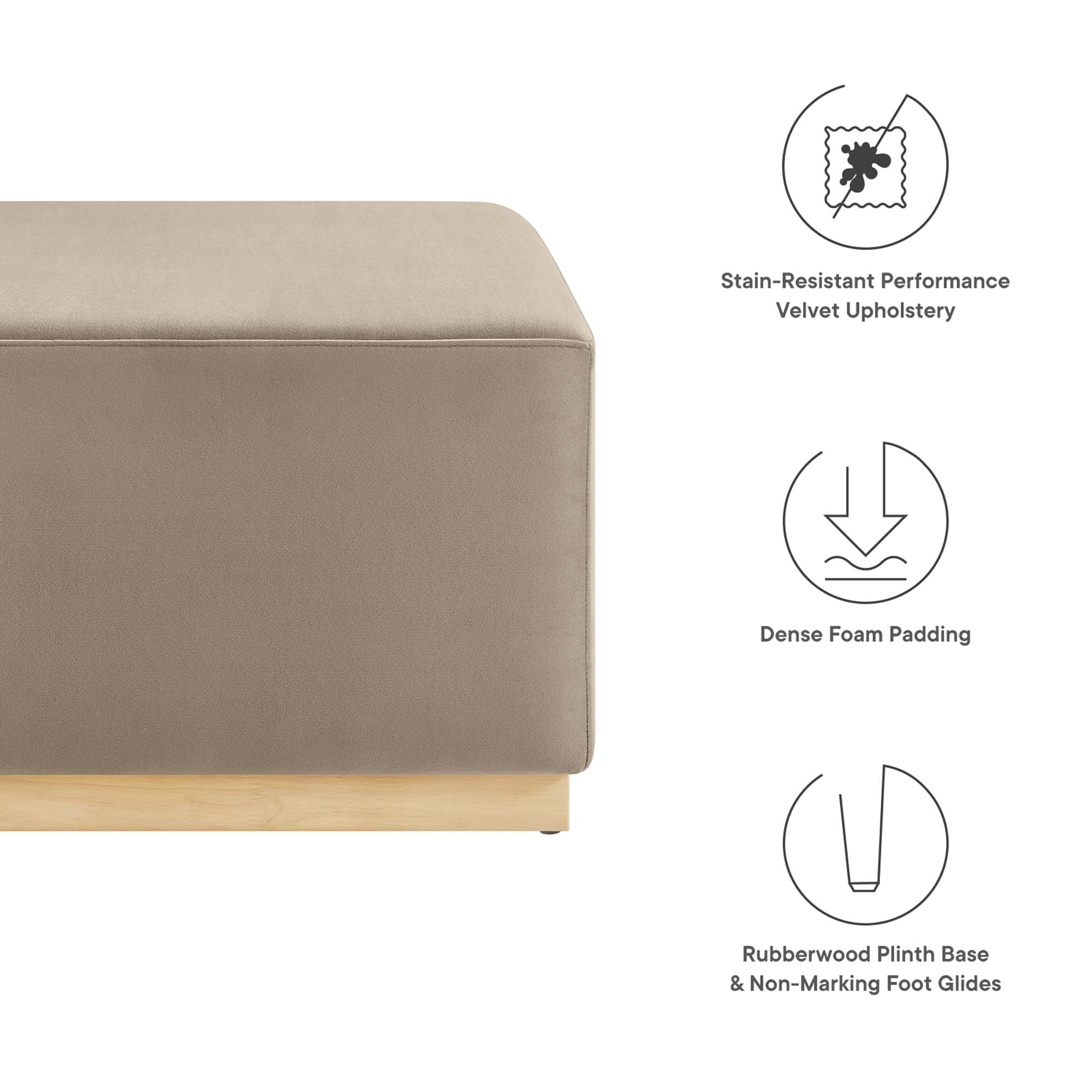 Tilden Large 28" Square Performance Velvet Upholstered Ottoman - Image 30