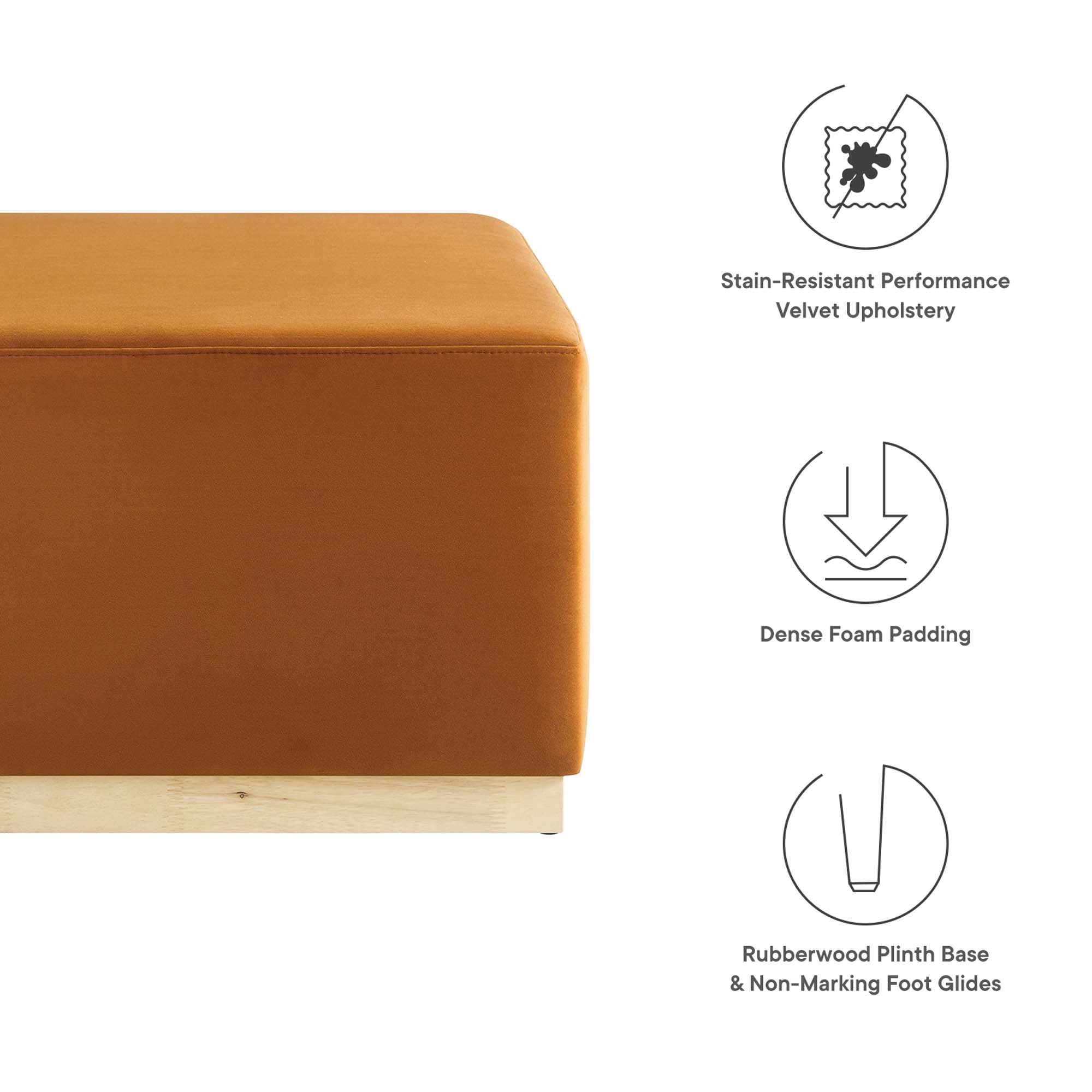 Tilden Large 28" Square Performance Velvet Upholstered Ottoman - Image 31