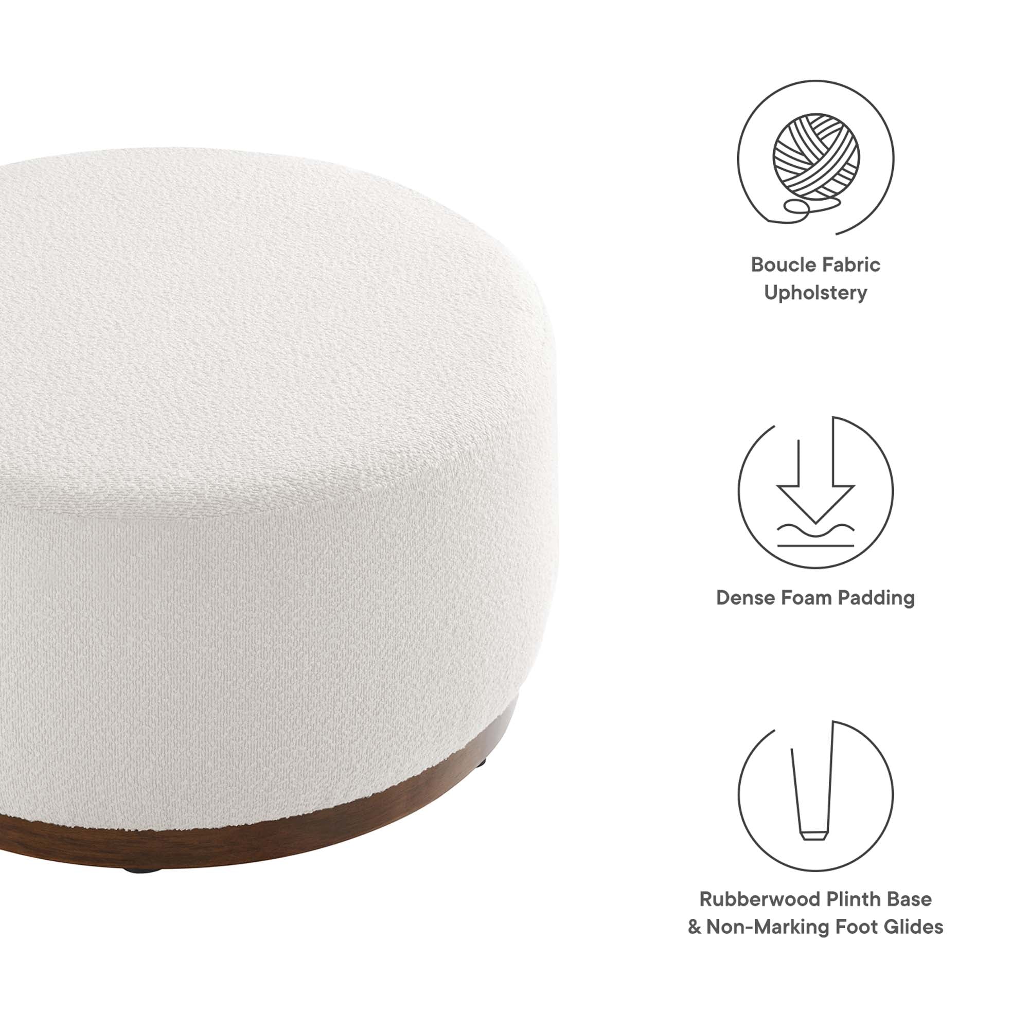 Tilden Large 29" Round Boucle Upholstered Ottoman - Image 2