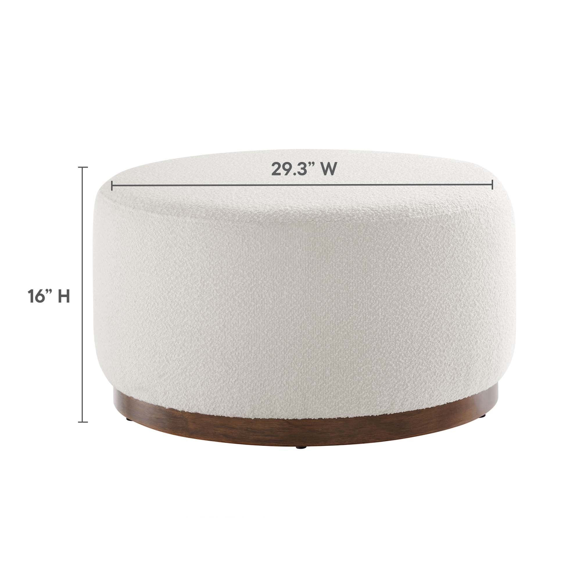 Tilden Large 29" Round Boucle Upholstered Ottoman - Image 3