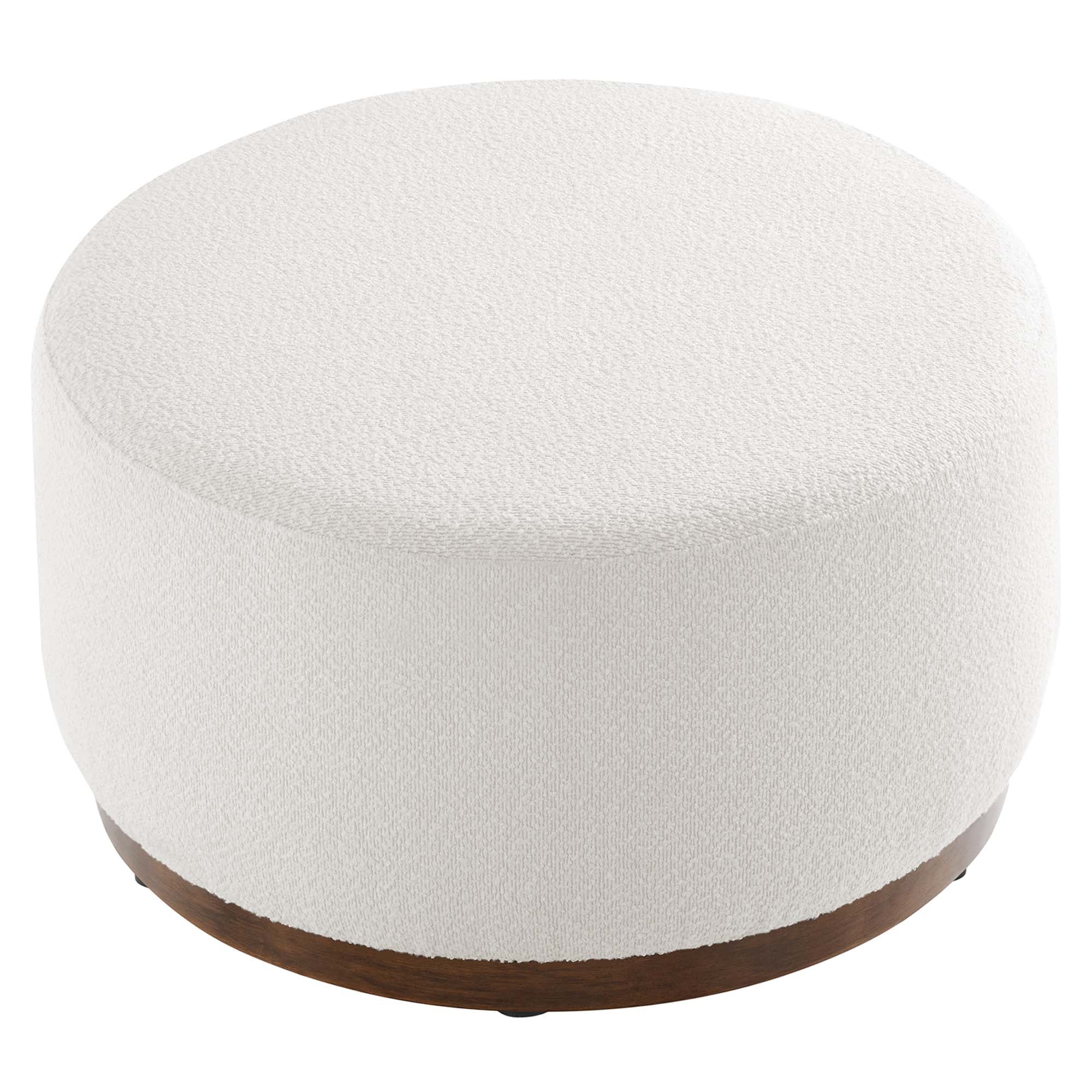 Tilden Large 29" Round Boucle Upholstered Ottoman - Image 4